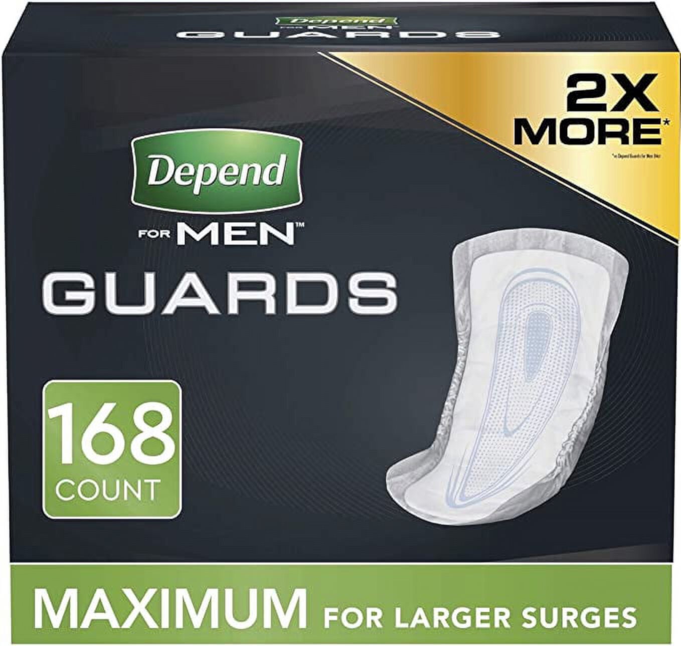 Depend Incontinence Guards/Bladder Control Pads for Men, Maximum Absorbency, 168 Count (2 Packs of 84) (Packaging May Vary) Visit the Depend Store