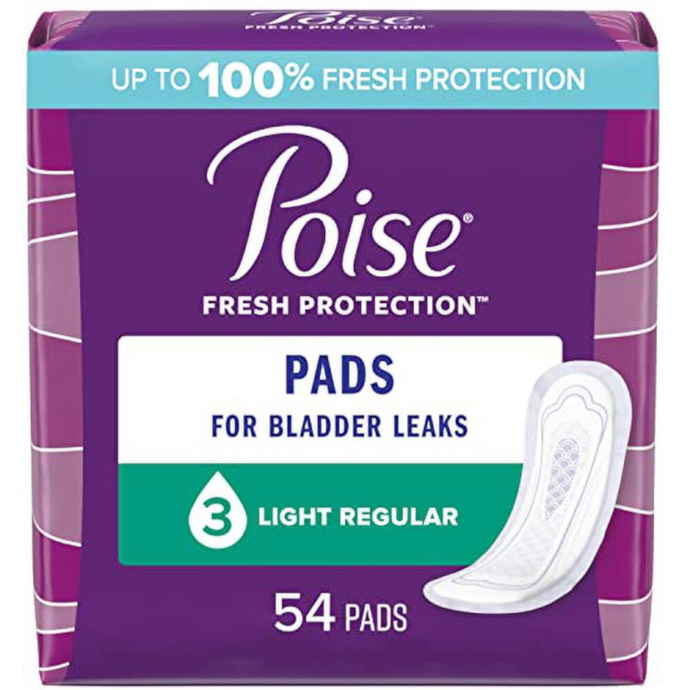 Poise Incontinence Pads & Postpartum Incontinence Pads, 3 Drop Light Absorbency, Regular Length, 54 Count, Packaging May Vary Poise