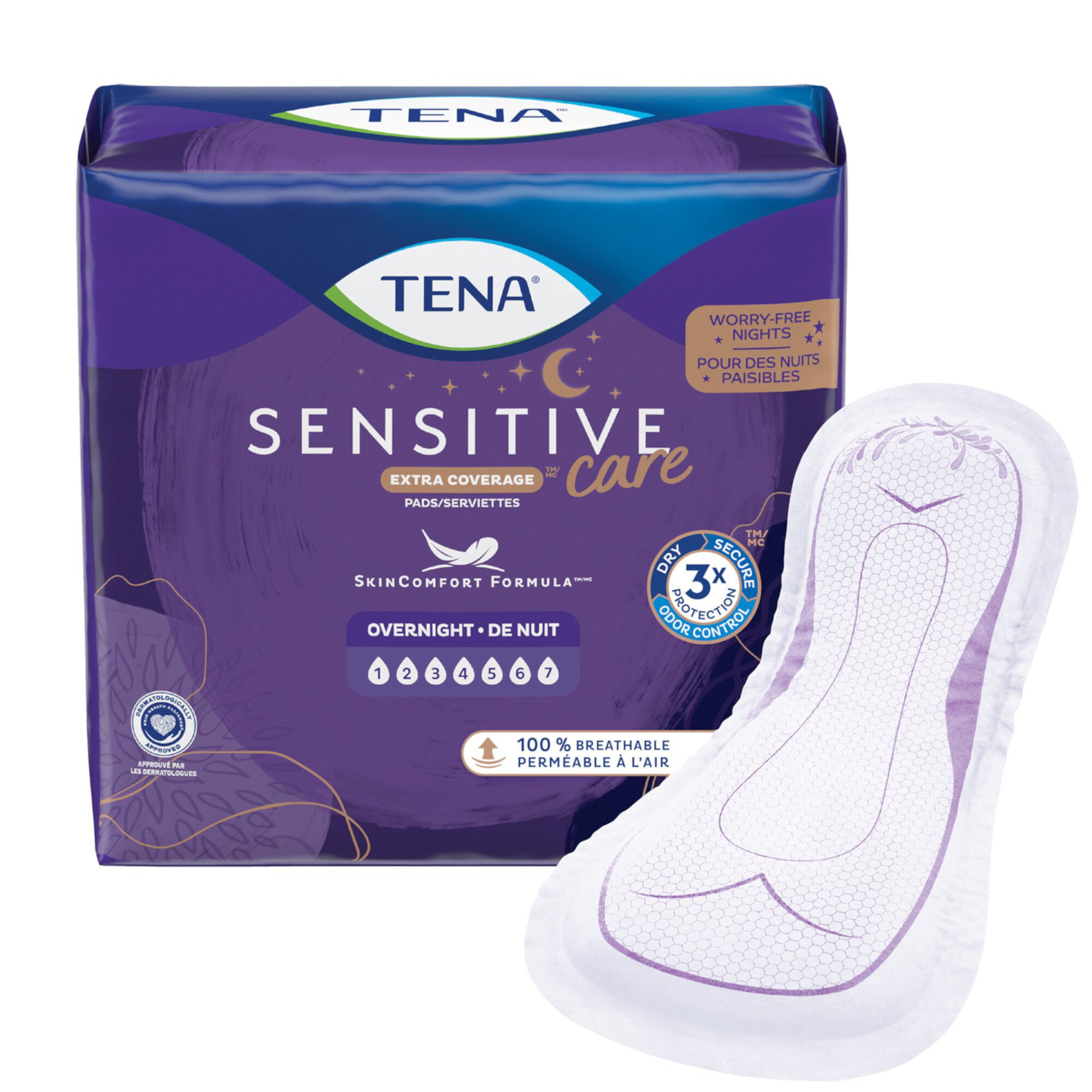 Tena Overnight Incontinence Pads For Woman, Long, 2 Pc/28 ea Tena