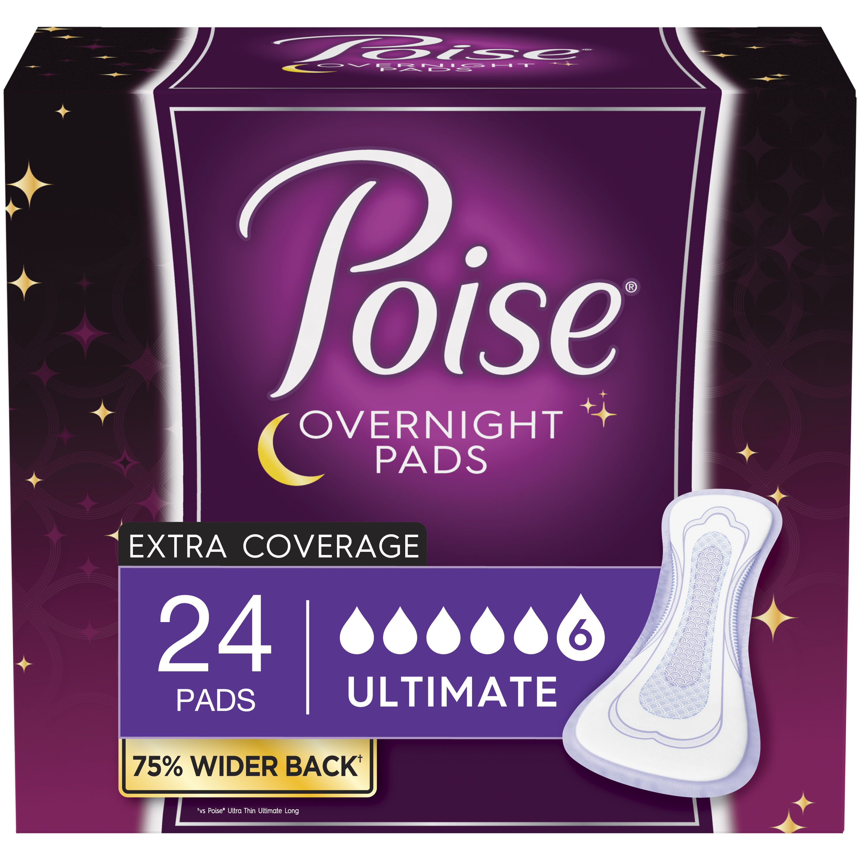 Poise Overnight Incontinence Pads for Women/Bladder Control Pads, Ultimate-Extra Coverage, 24ct Visit the Poise Store