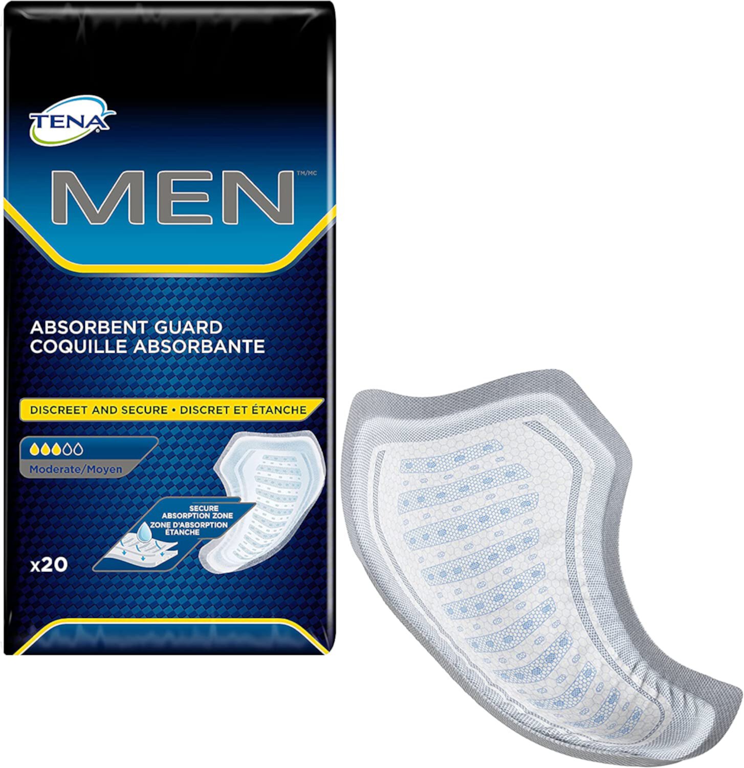 Tena Men Moderate Absorbent Guard Incontinence Pads, 20 Count - Pack of 5 Tena