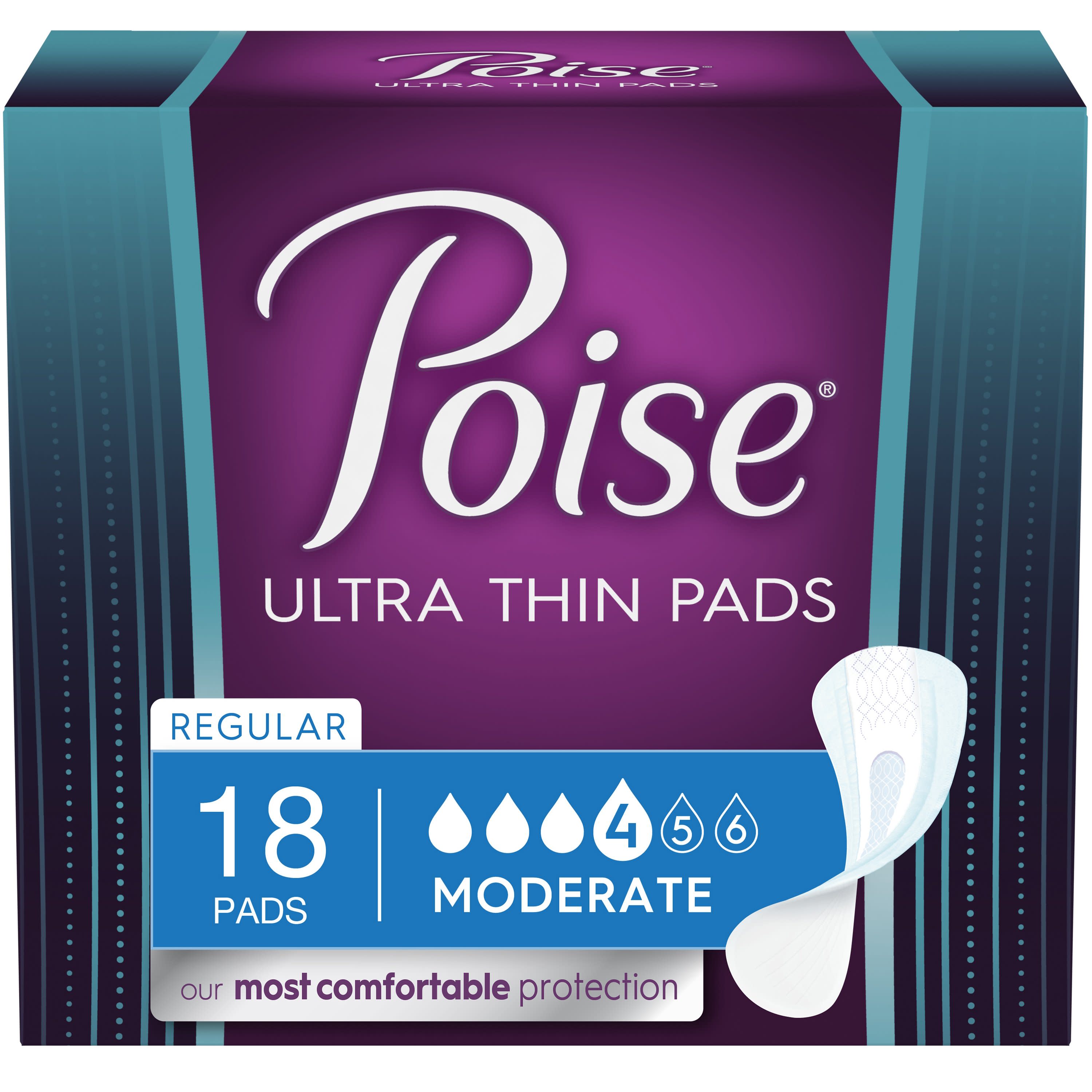 Poise Ultra Thin Postpartum Incontinence Pads, Moderate Absorbency, Regular Length, 18 Count Visit the Poise Store