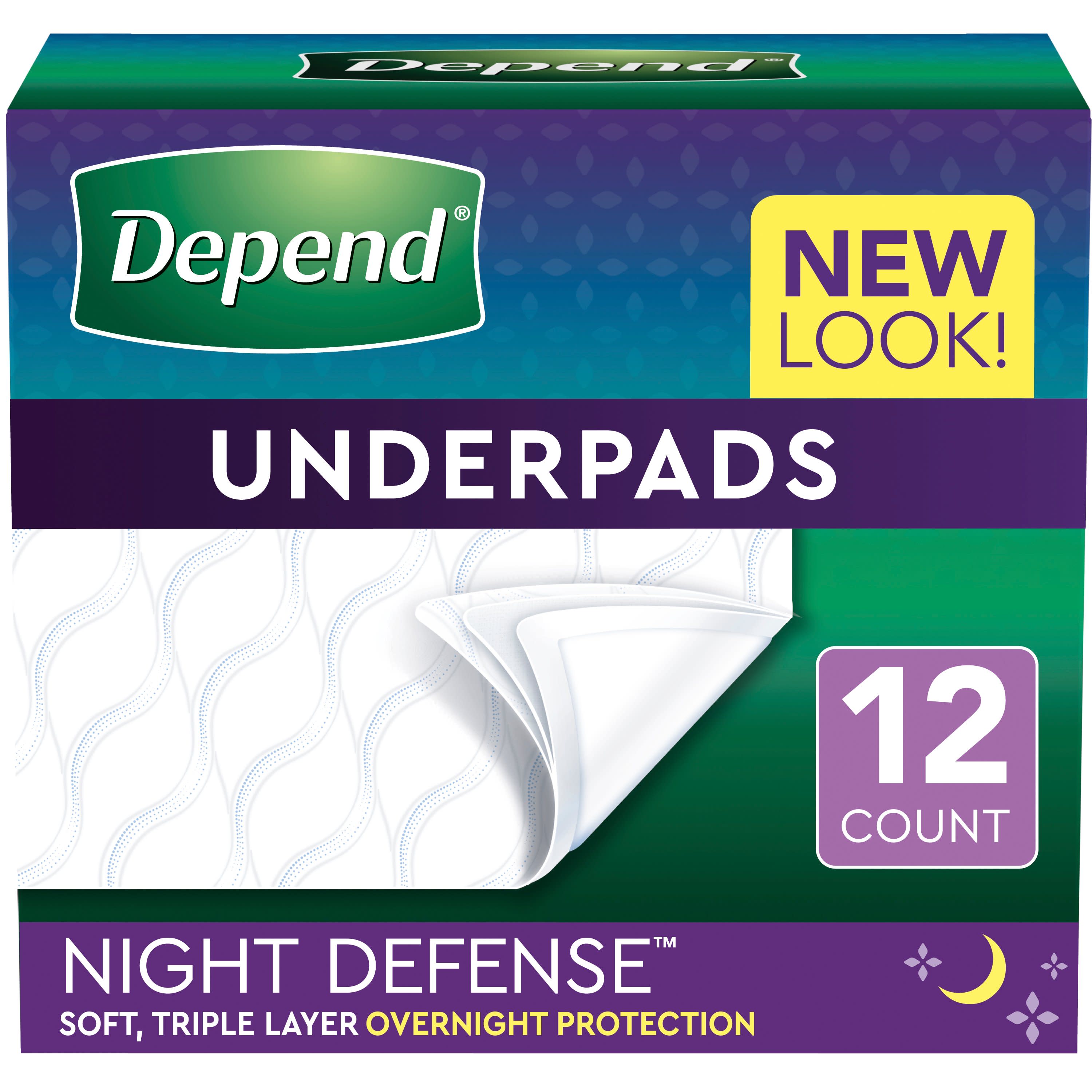 Depend Disposable Overnight Incontinence Underpads, 36" x 21", 12 Count Visit the Depend Store