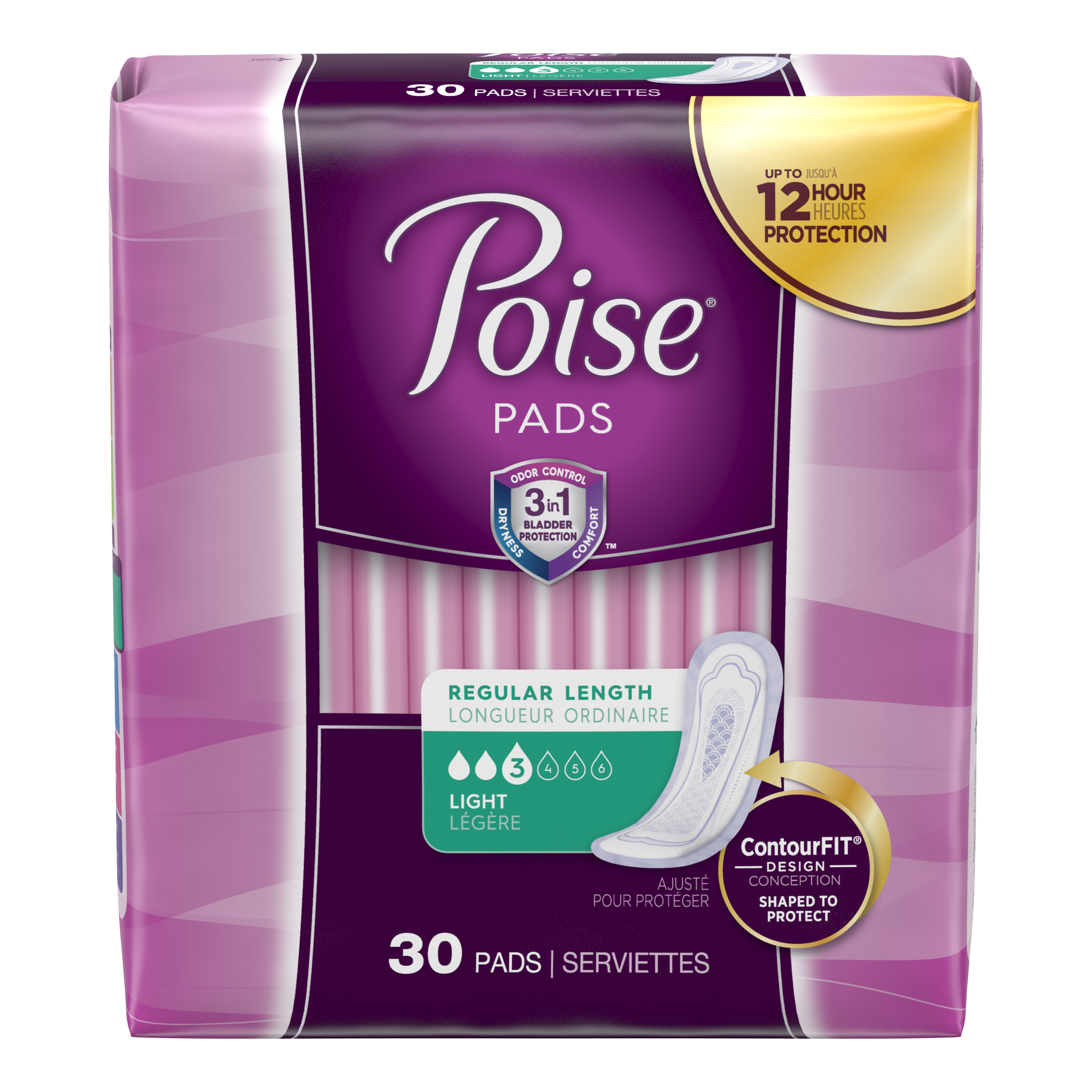 Poise Incontinence Pads, Light Absorbency, Regular, 30 Count Visit the Poise Store