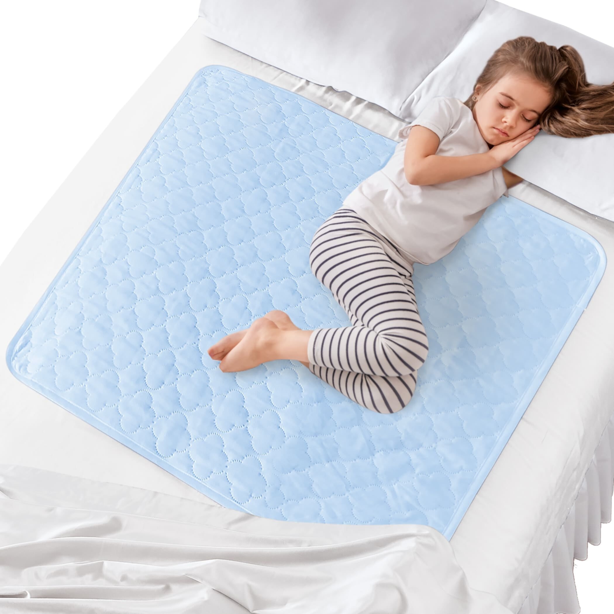 Collections Etc Highly Absorbent Washable Waterproof Bed Pad Blue - Large Collections Etc