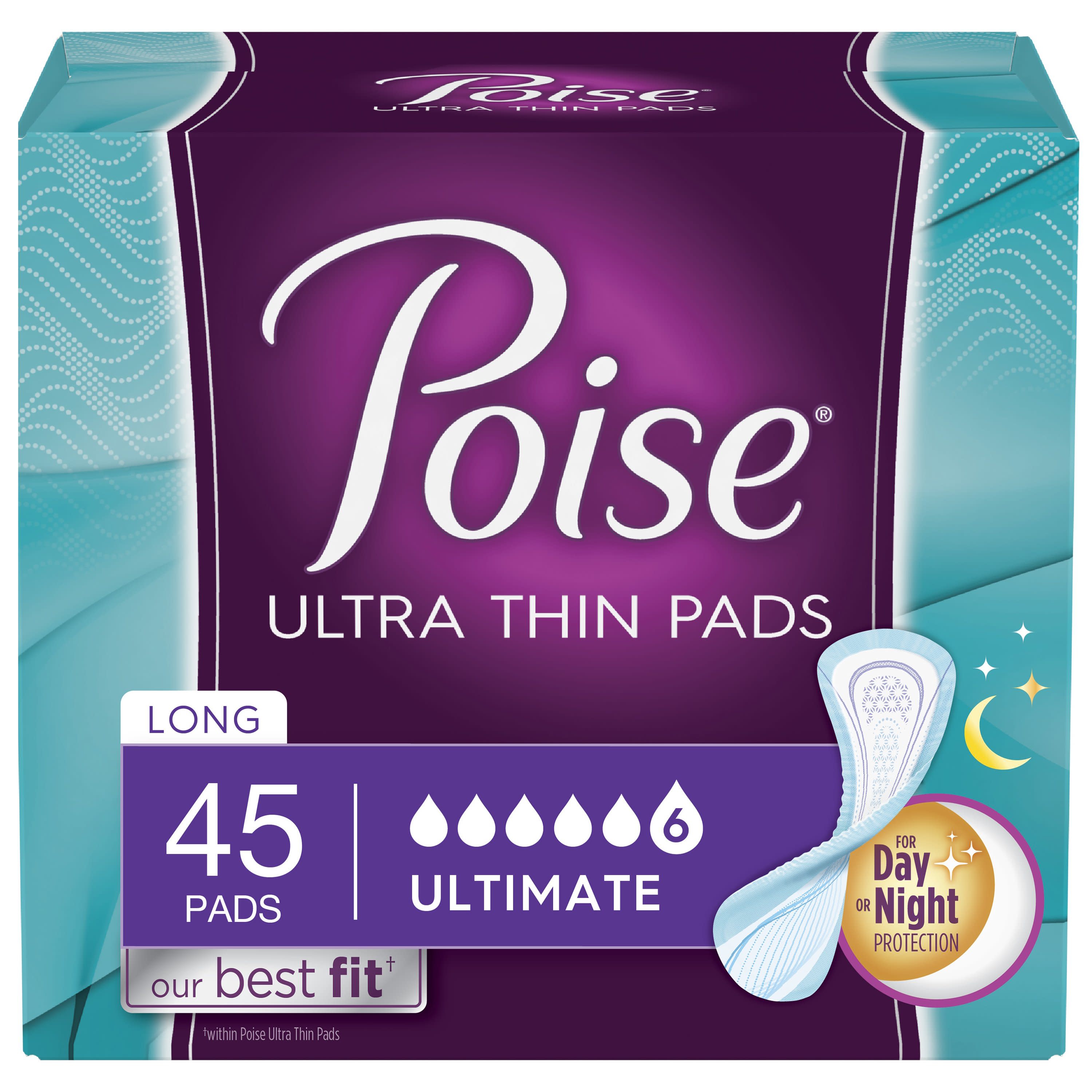 Poise Ultra Thin Incontinence Pads, Ultimate Absorbency, Long, Unscented (Choose Your Count) Visit the Poise Store