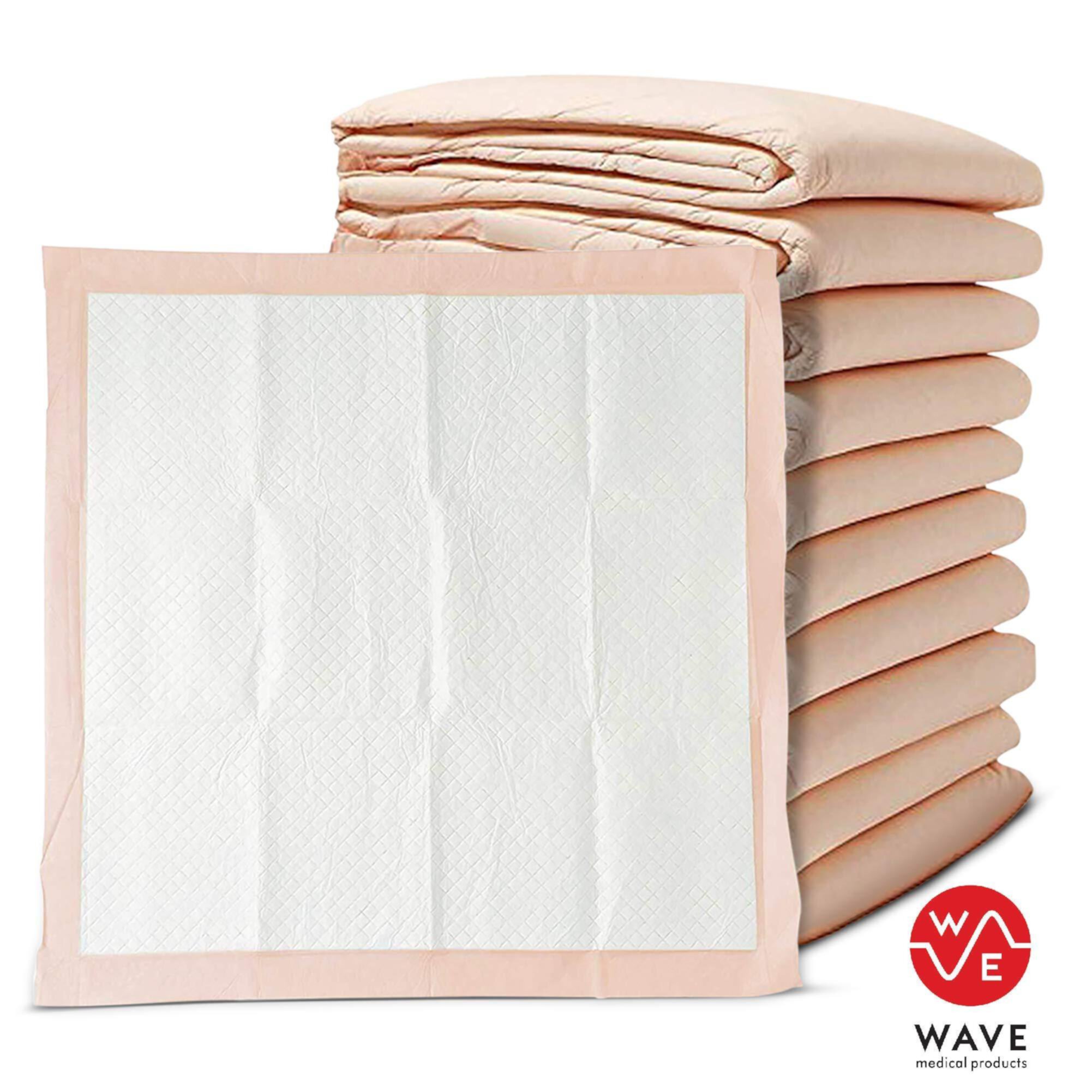 Wave Medical Disposable Incontinence Pads (100-Count) Bed Covers for Women, Men, Elderly, Kids | 6-Layer Super Absorbent Protection | Urine, Accidents, Liquid (Жидкость) | Large 30” x 36&am Coming soon