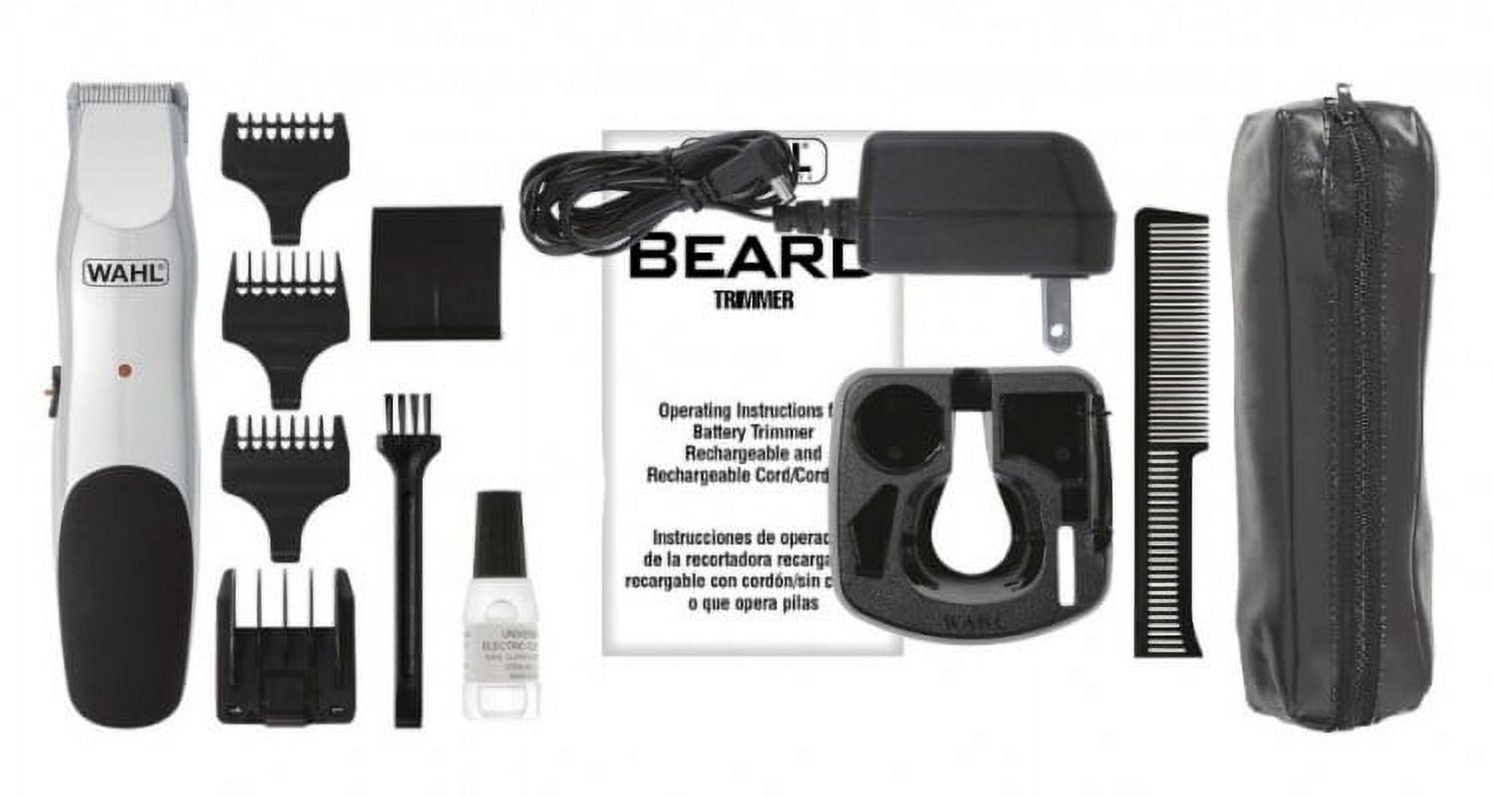 Wahl Cordless Beard and Mustache Trimmer with Acculock 6-Position Beard Guide and 3 Trimmer Attachment Combs Wahl