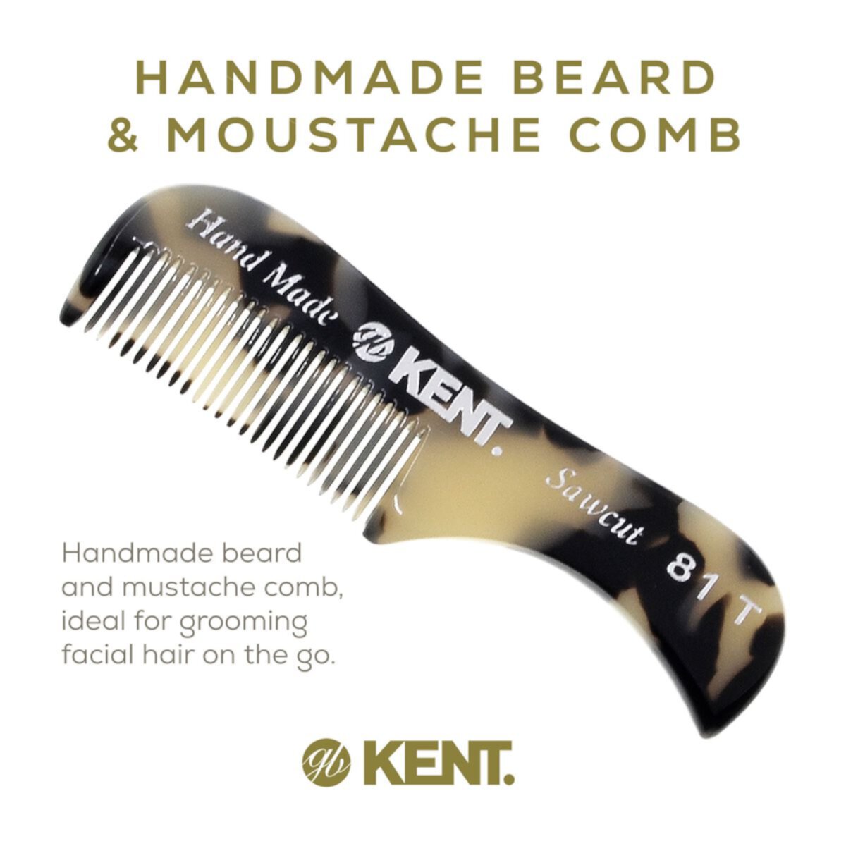 2.75" Handmade Fine Tooth Beard and Mustache Comb Kent