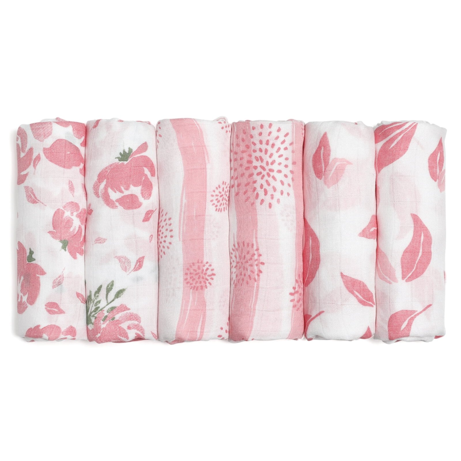 Gllquen Baby Muslin Swaddle 6-Pack Swaddle Wrap Receiving Breathable Cotton Blankets for Newborn Infant Girls 27x27", Pink Floral GLLQUEN BABY