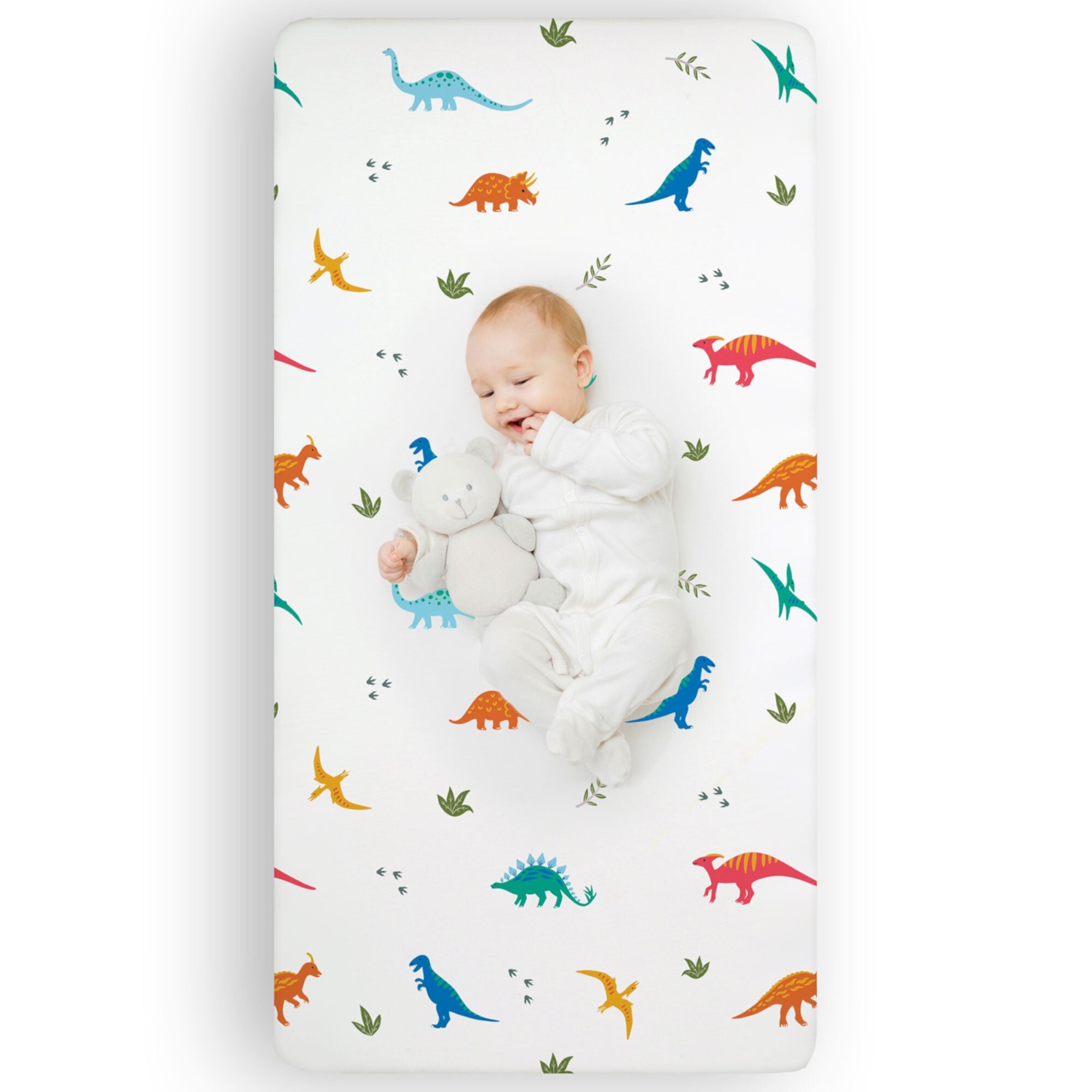 Wildkin Microfiber Fitted Crib Sheet for Boys & Girls, Soft & Breathable Fabric for Kids, Measures 52 x 28 Inches, Fits Standard Crib Mattress, BPA-free (Jurassic Dinosaurs Blue) Wildkin