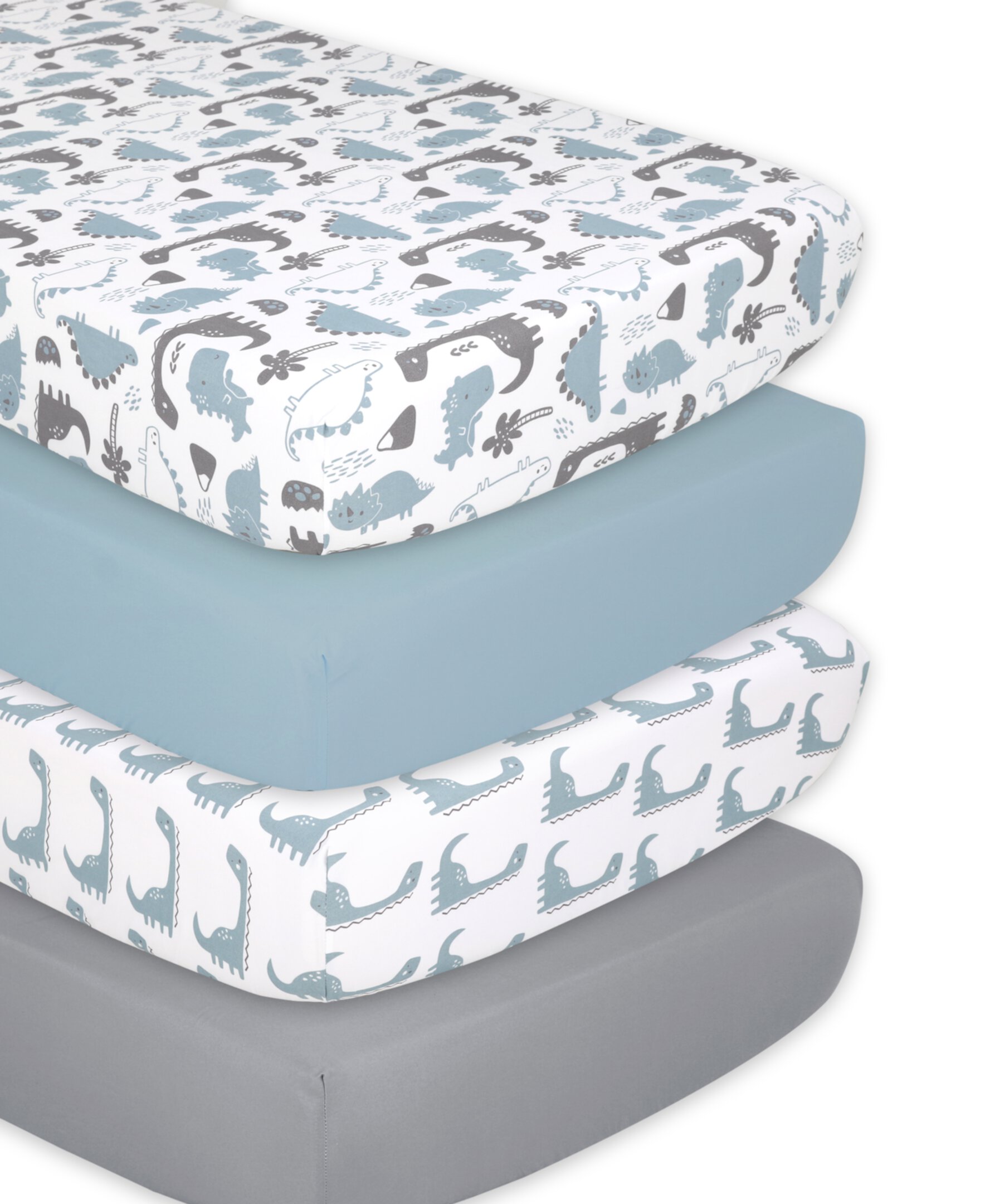 The Peanutshell Fitted Crib Sheets for Baby Boy or Baby Girl, 4 Pack Set, Blue Dino The Peanutshell