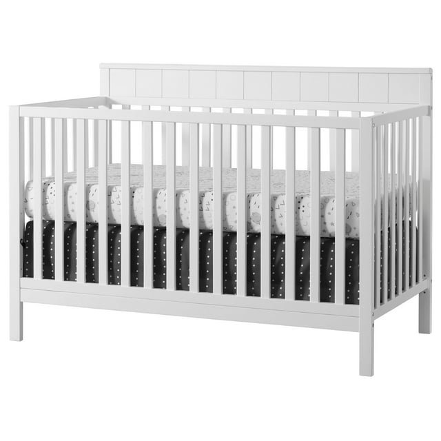 Oxford Baby Logan 4-in-1 Convertible Crib, Snow White, GREENGUARD Gold Certified, Wooden Crib Oxford Baby