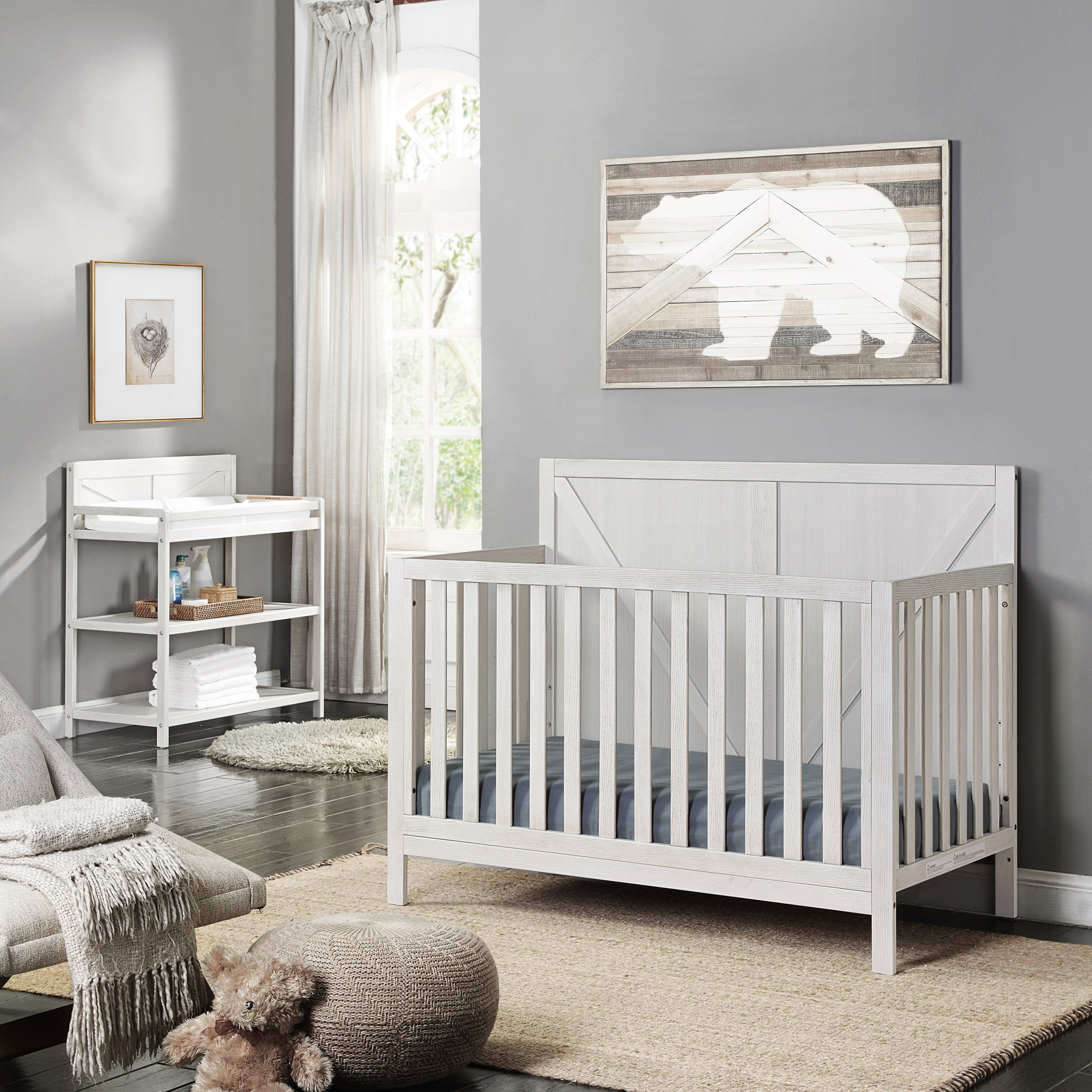 Suite Bebe Barnside Farmhouse Wood 4-in-1 Convertible Crib in Vintage Chestnut Suite Bebe