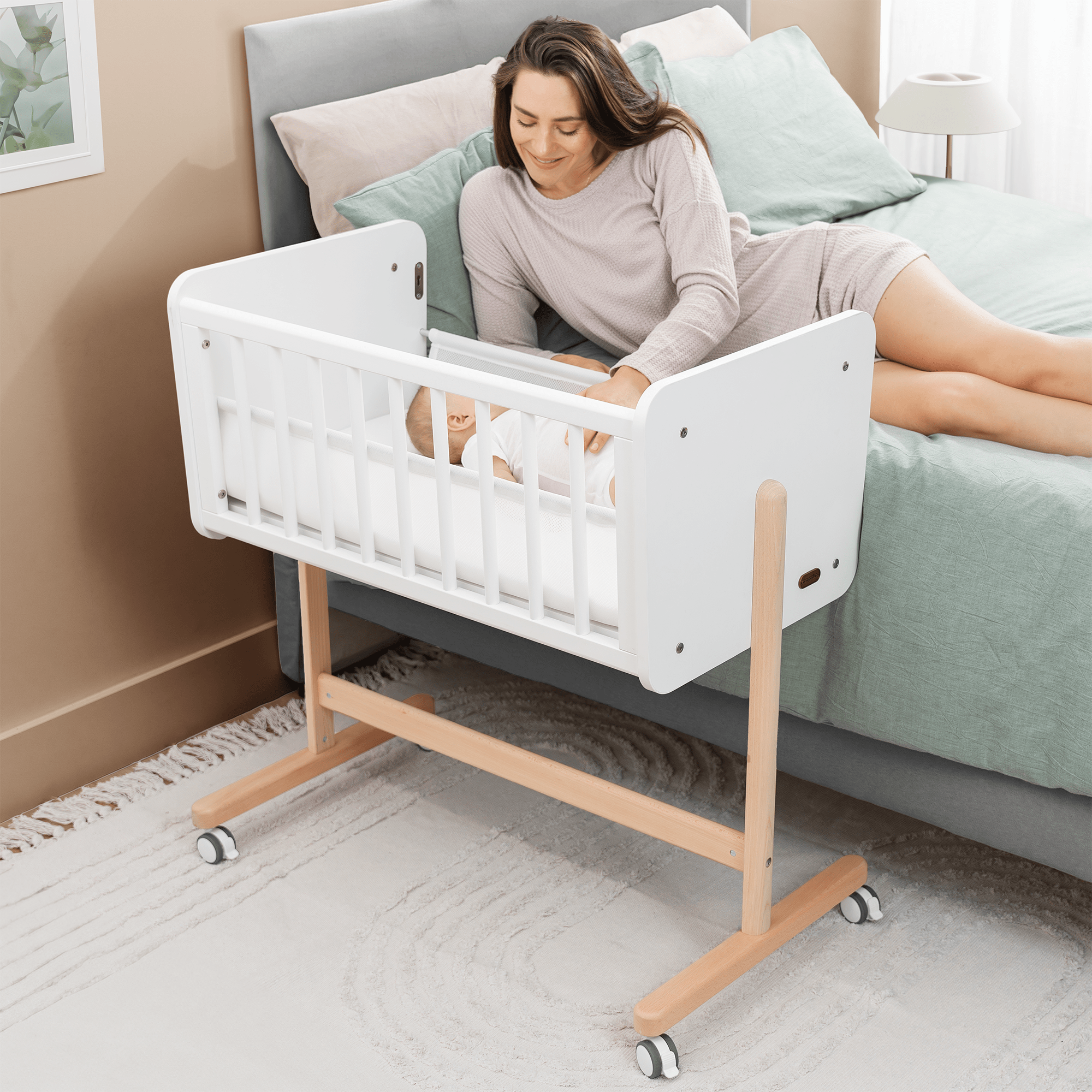 Comfy Cubs Wooden Bedside Bassinet Sleeper - Safe and Stylish Baby Crib - Ideal Baby Sleeper Bed Crib for Newborns and Infants - Perfect Nursery Essentials for Babies Comfy Cubs