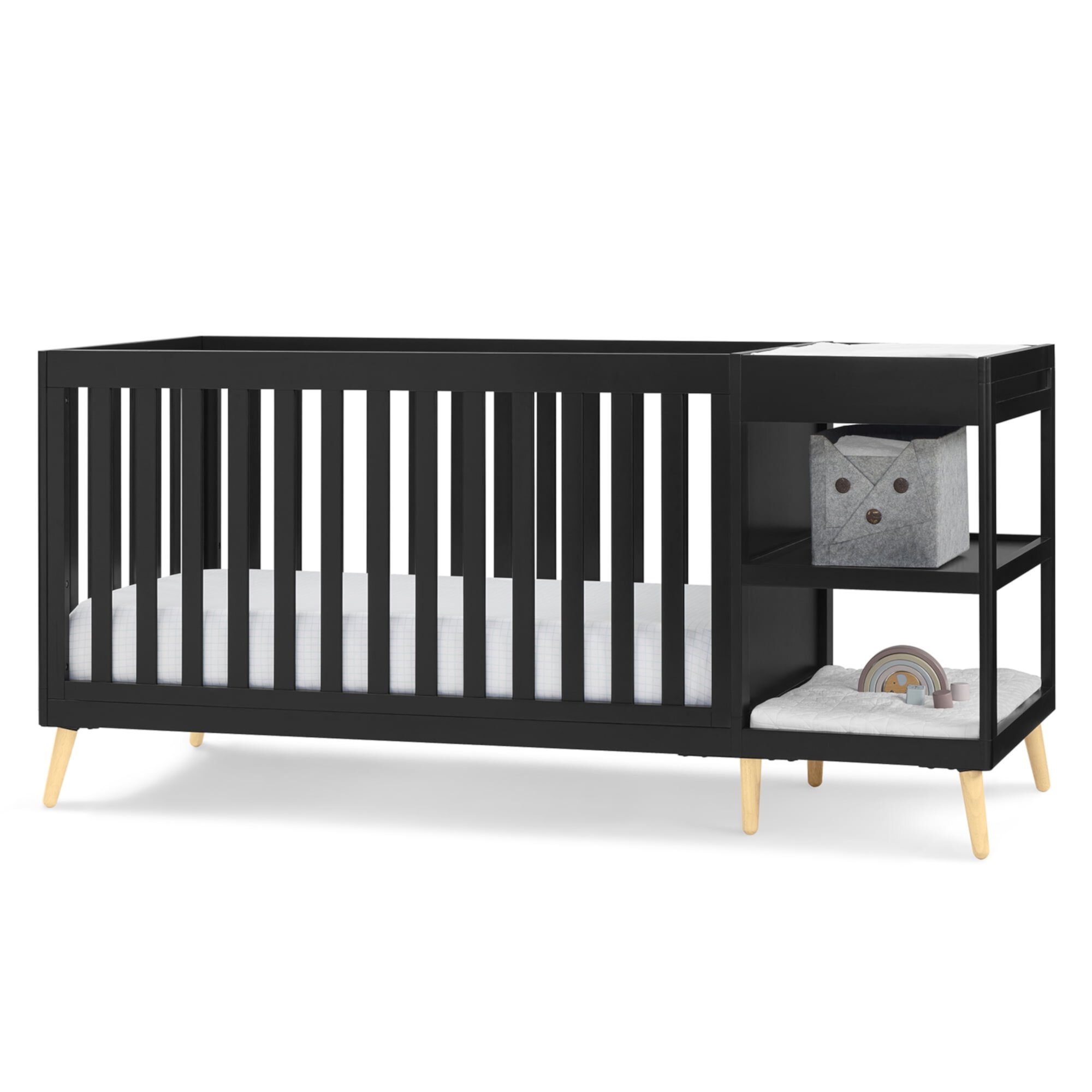 Delta Children Essex 4-in-1 Convertible Crib and Changer, Bianca White w/Natural Delta Children