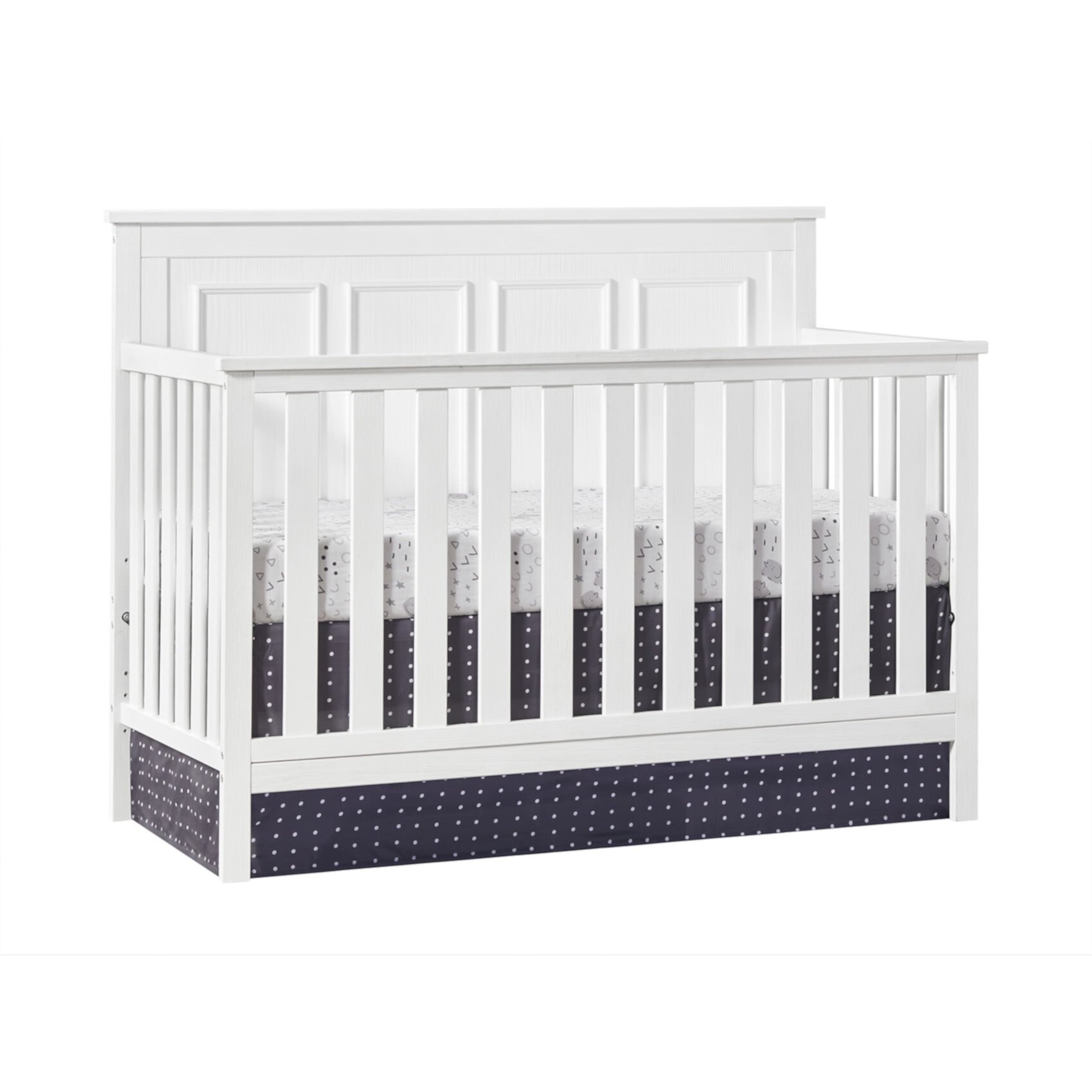 Oxford Baby Farmington 4-in-1 Convertible Crib, Rustic White, Wooden Crib Oxford Baby