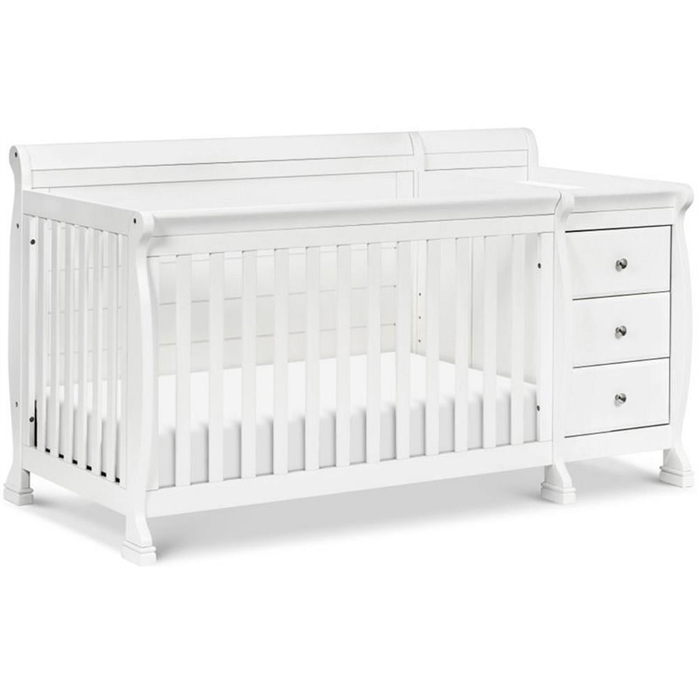 DaVinci Kalani Traditional Wood 4-in-1 Convertible Crib & Changer in White DaVinci