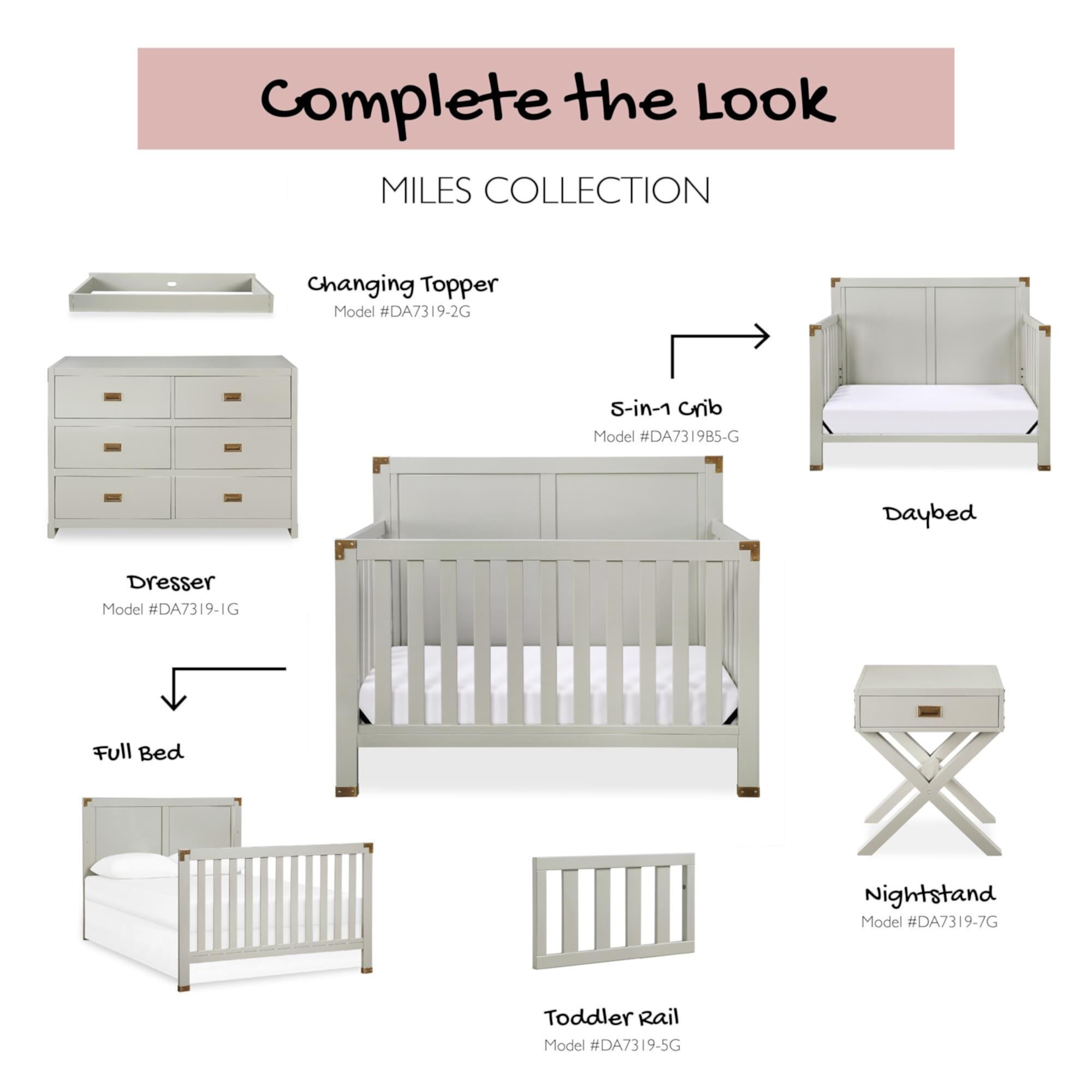 Baby Relax Miles Toddler Guardrail, Nursery Furniture, Sage Green Baby Relax