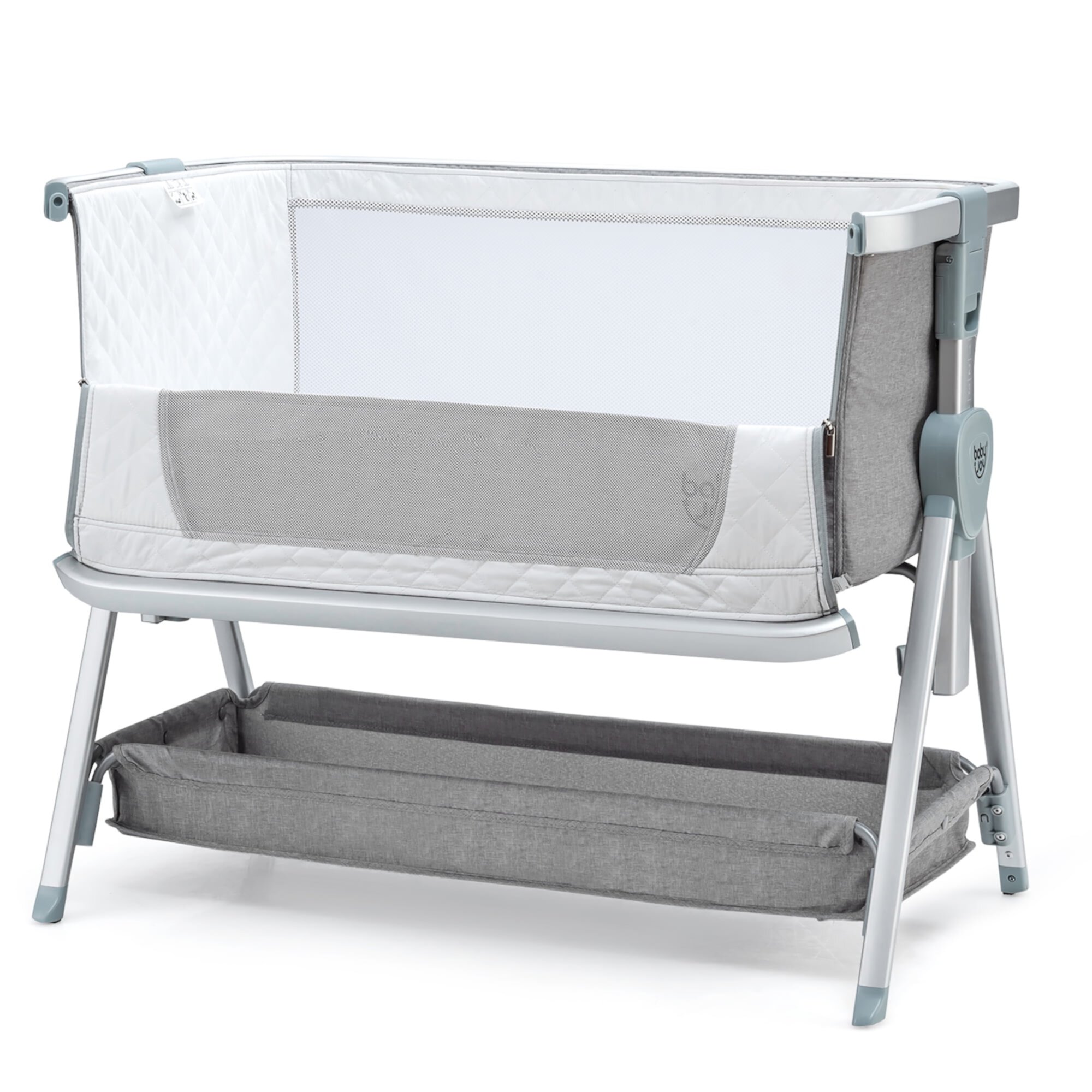 Costway Baby Bed Side Crib Portable Adjustable Infant Travel Sleeper Bassinet Dark Grey Costway