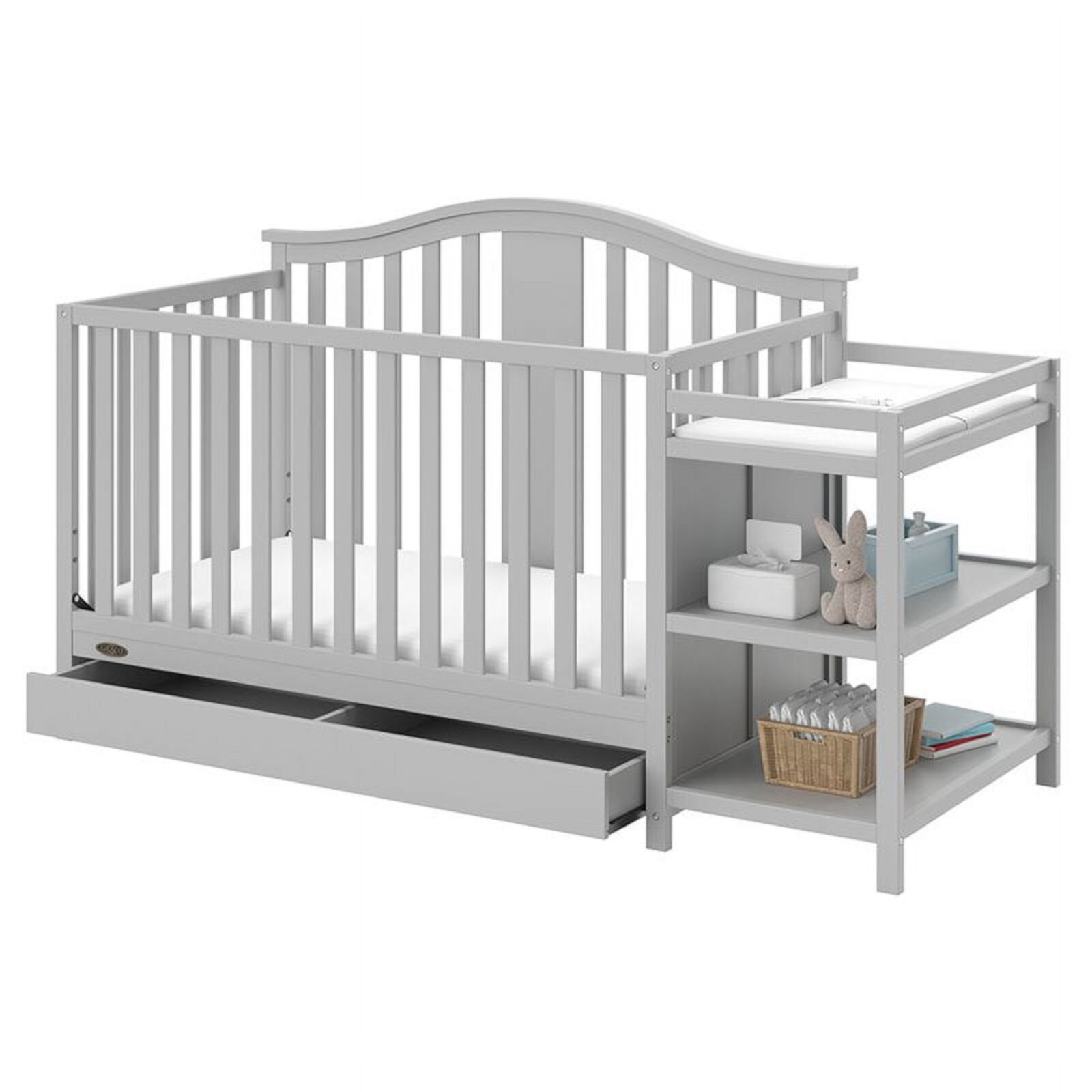 Graco Solano 4-in-1 Convertible Crib and Changer with Drawer, Pebble Gray Visit the Graco Store