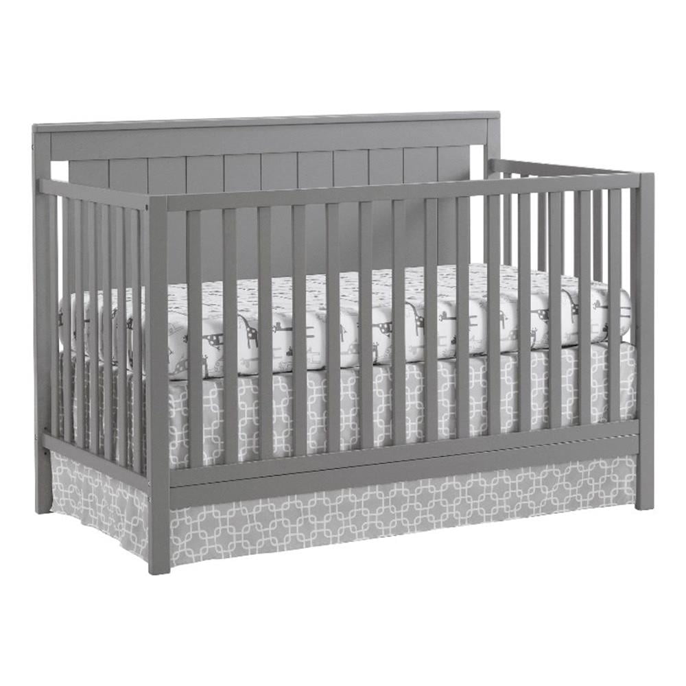 Oxford Baby Lazio 4-in-1 Convertible Crib, Dove Gray, GREENGUARD Gold Certified, Wooden Crib Oxford Baby