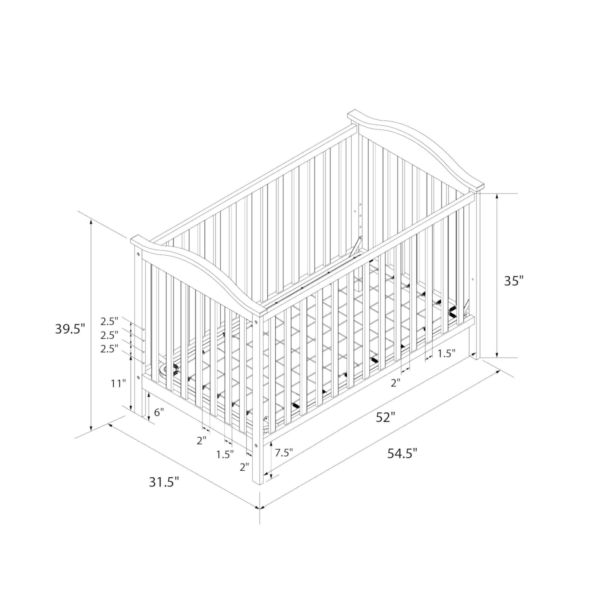 Baby Relax Adele 3-in-1 Convertible Crib, Black Baby Relax