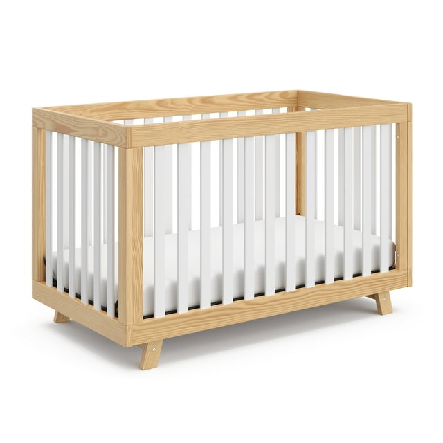 Storkcraft Beckett 3-in-1 Convertible Baby Crib, Natural/White Storkcraft