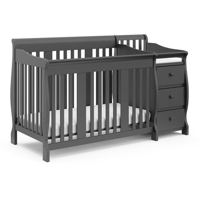 Storkcraft Portofino 5-in-1 Convertible Baby Crib and Changer, Pebble Gray Storkcraft