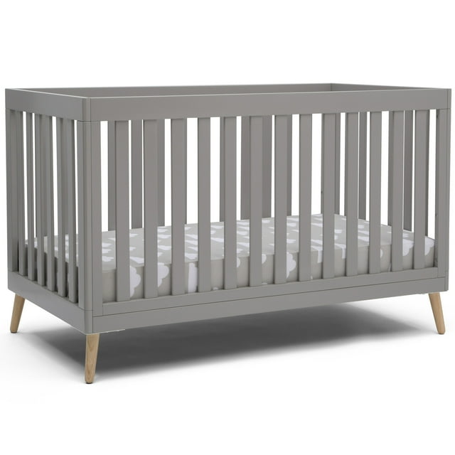 Delta Children Essex 4-in-1 Convertible Baby Crib, Grey/Natural Legs Delta Children