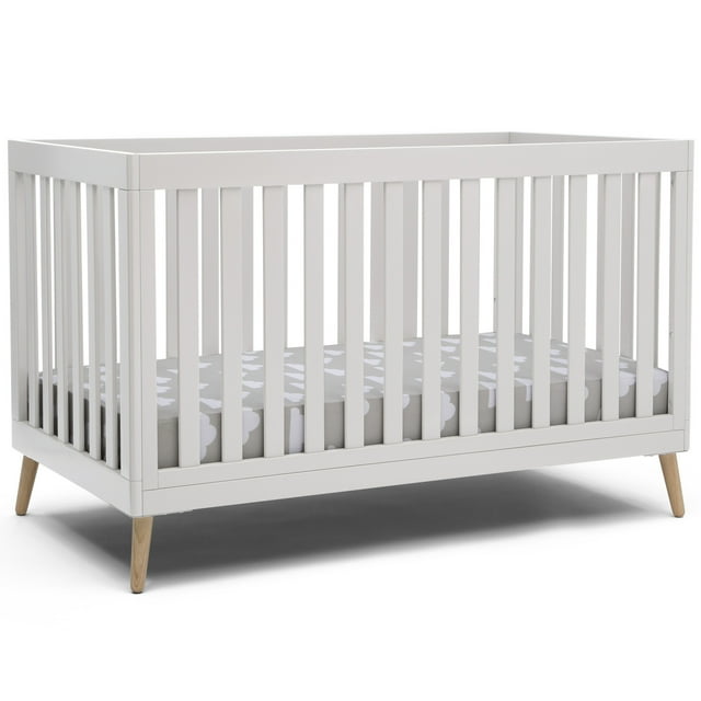 Delta Children Essex 4-in-1 Convertible Baby Crib, Bianca White/Natural Legs Delta Children