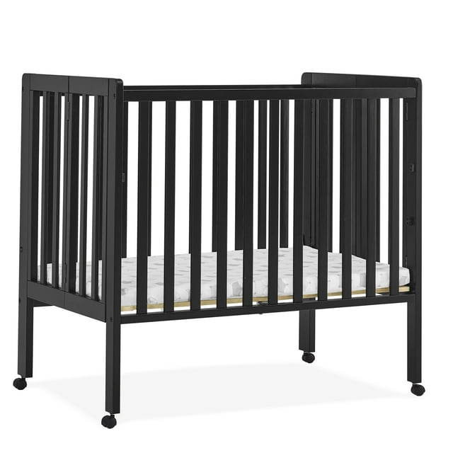 Delta Children Lee Portable Folding Mini Crib with 1.5-Inch Mattress - Greenguard Gold Certified, Black Delta Children