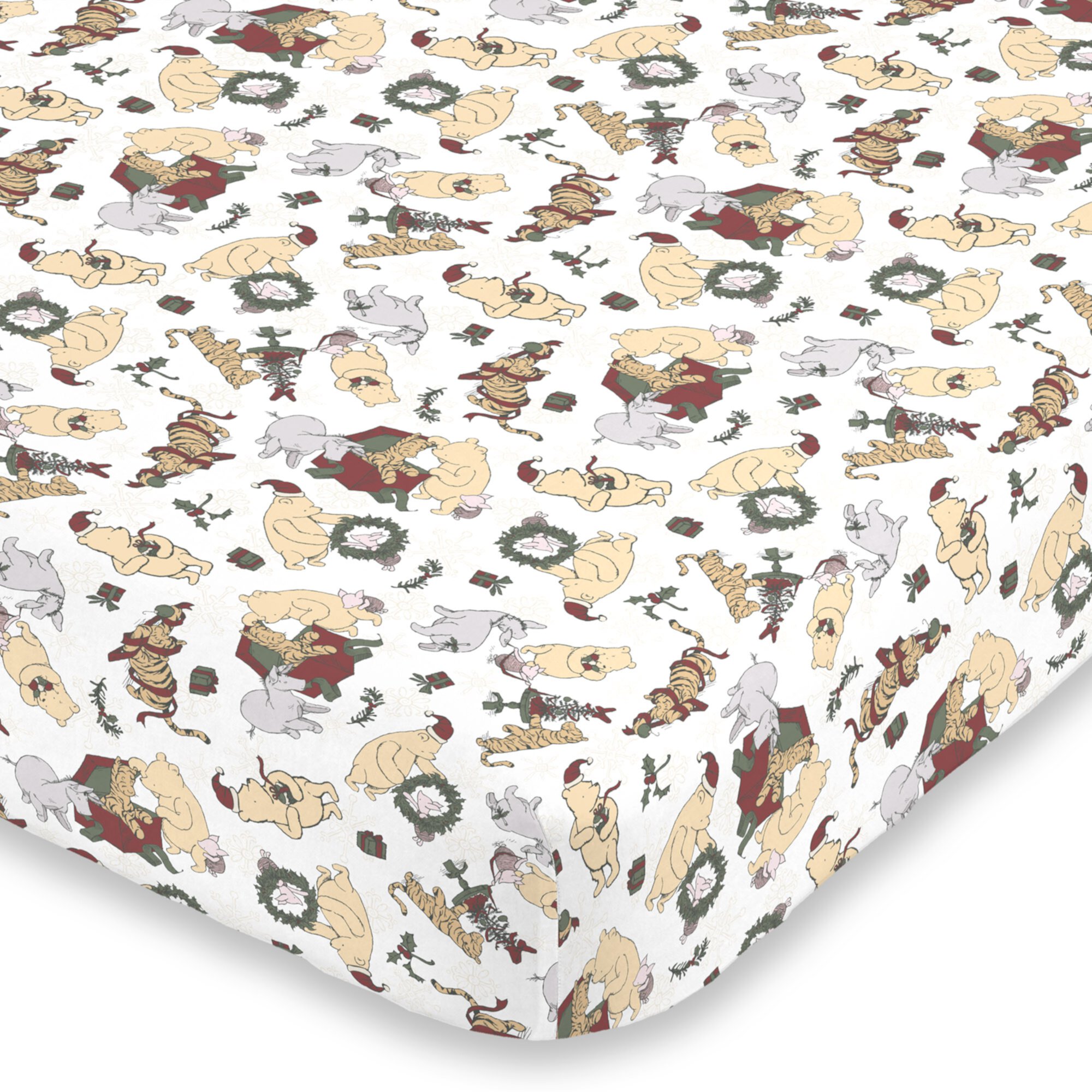 Disney Classic Pooh Holiday Fitted Crib Sheet, Standard Crib Size Disney