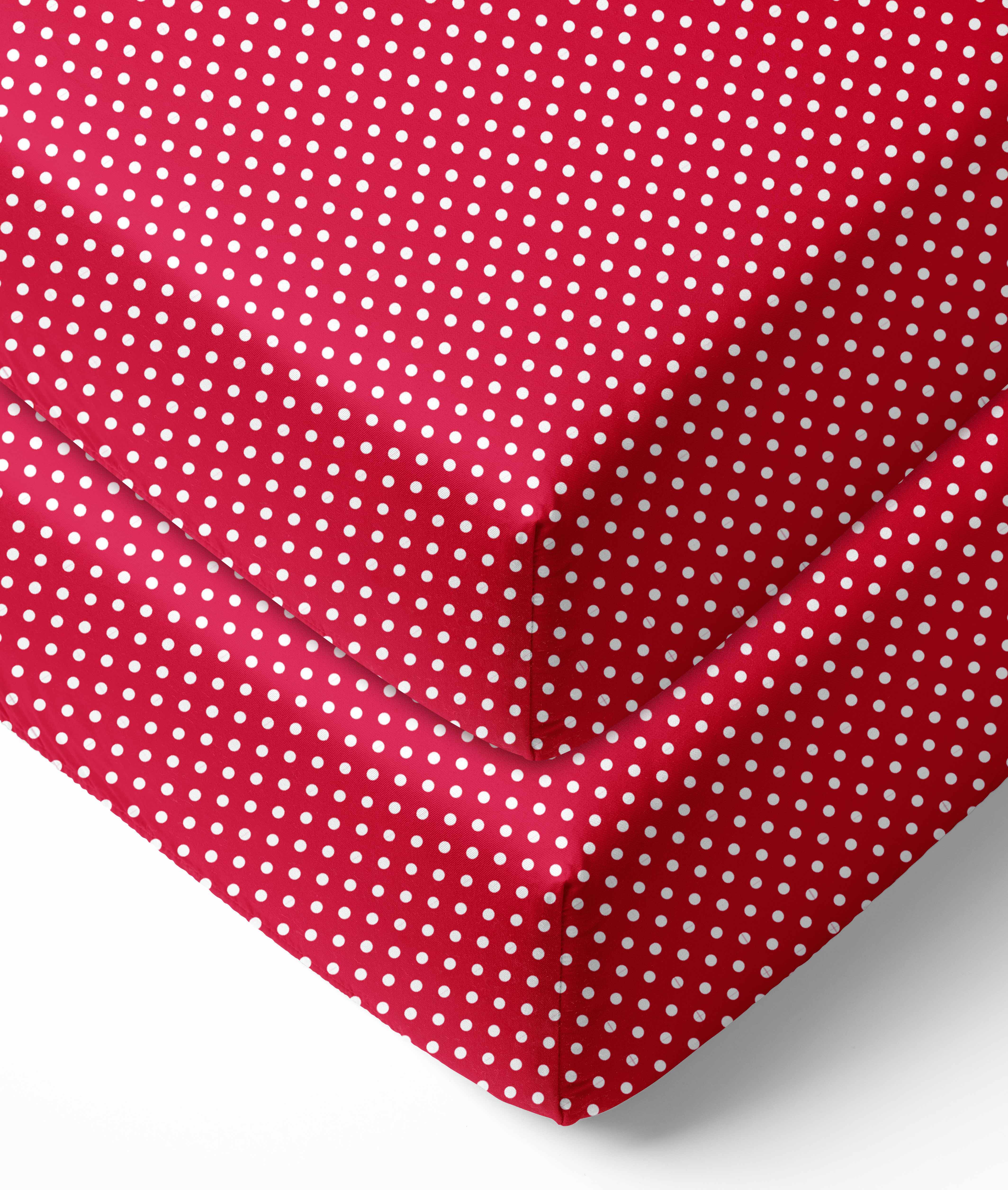 Bacati - MixNMatch Pin Dots Crib/Toddler Bed Sheets 100% Cotton Percale, Red, 2-Pack Bacati