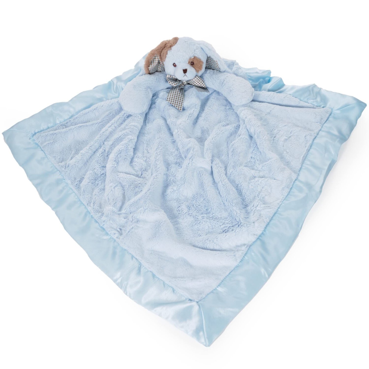 Bearington Waggles The Blue Dog Plush Lovie: Stuffed Animal Security Blanket for Infants, Measures 28.5” x 28.5” (Stroller Size), Soft Velour with Satin Lining, for Boys & Girls & All Bearington Collection