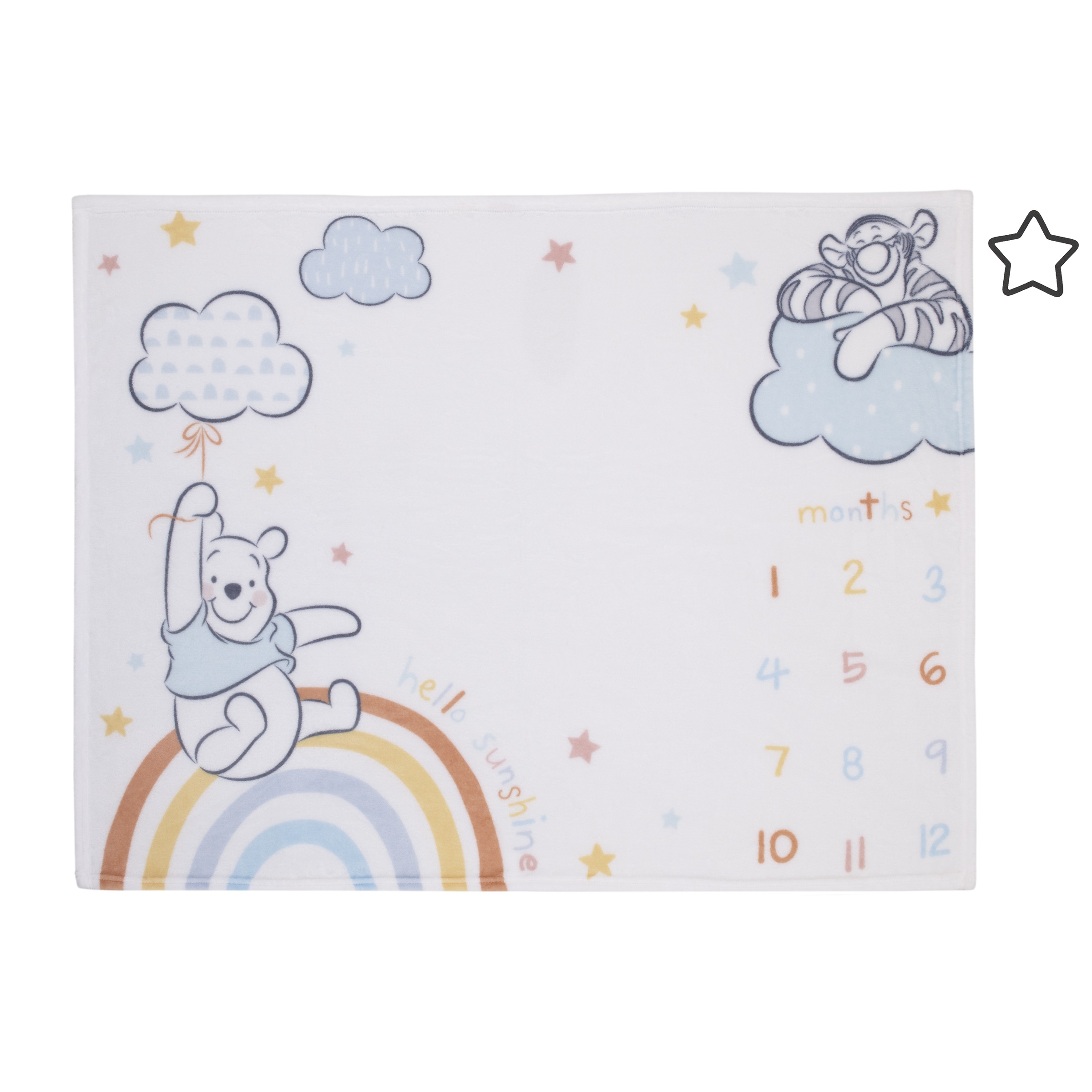 Disney Winnie The Pooh Rainbow Super Soft Milestone Baby Blanket with Felt Marker, Infant Unisex, 40 x 50" Disney