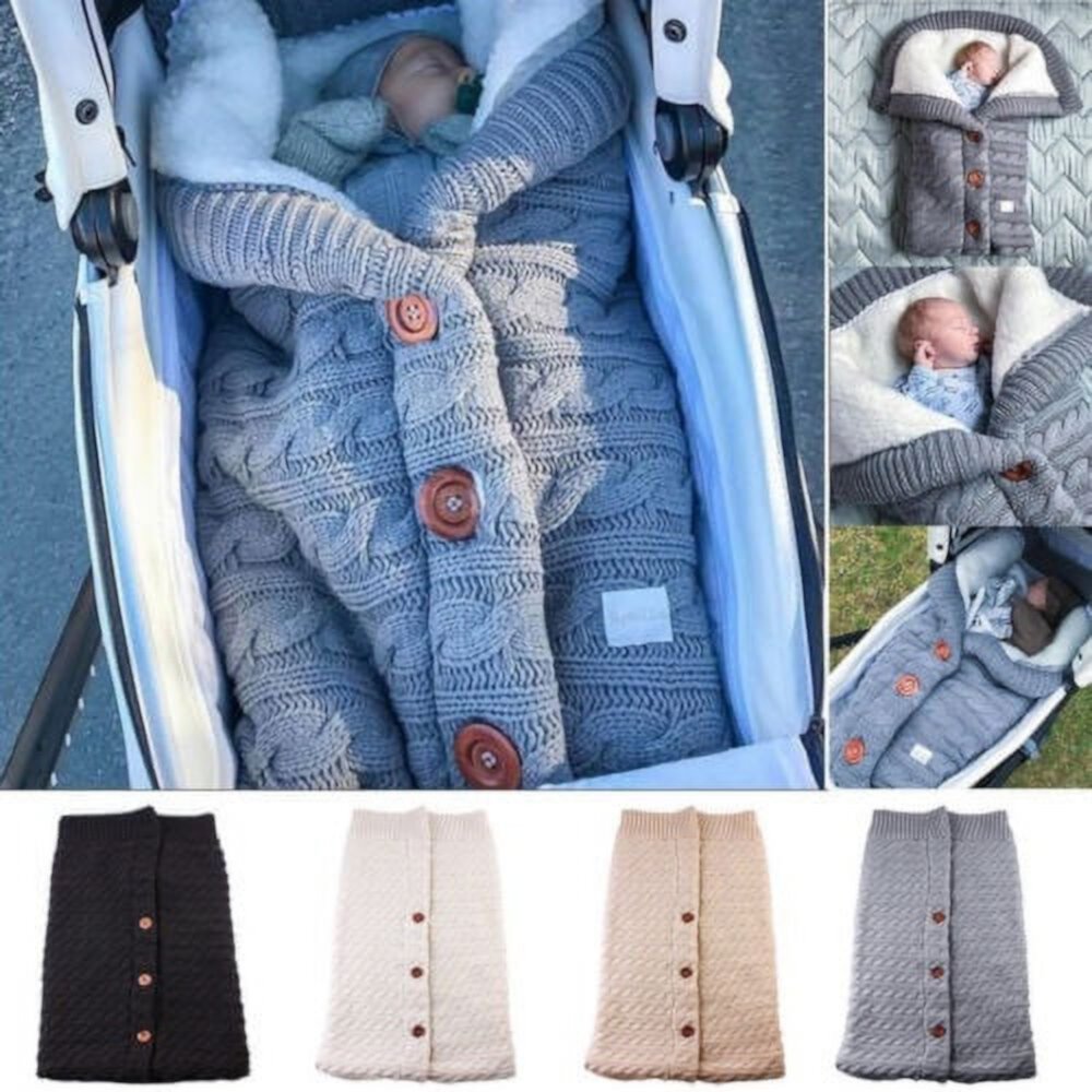 Newborn Baby Infant Knit Swaddle Wrap Swaddling Blanket Winter Warm Sleeping Bag Canis