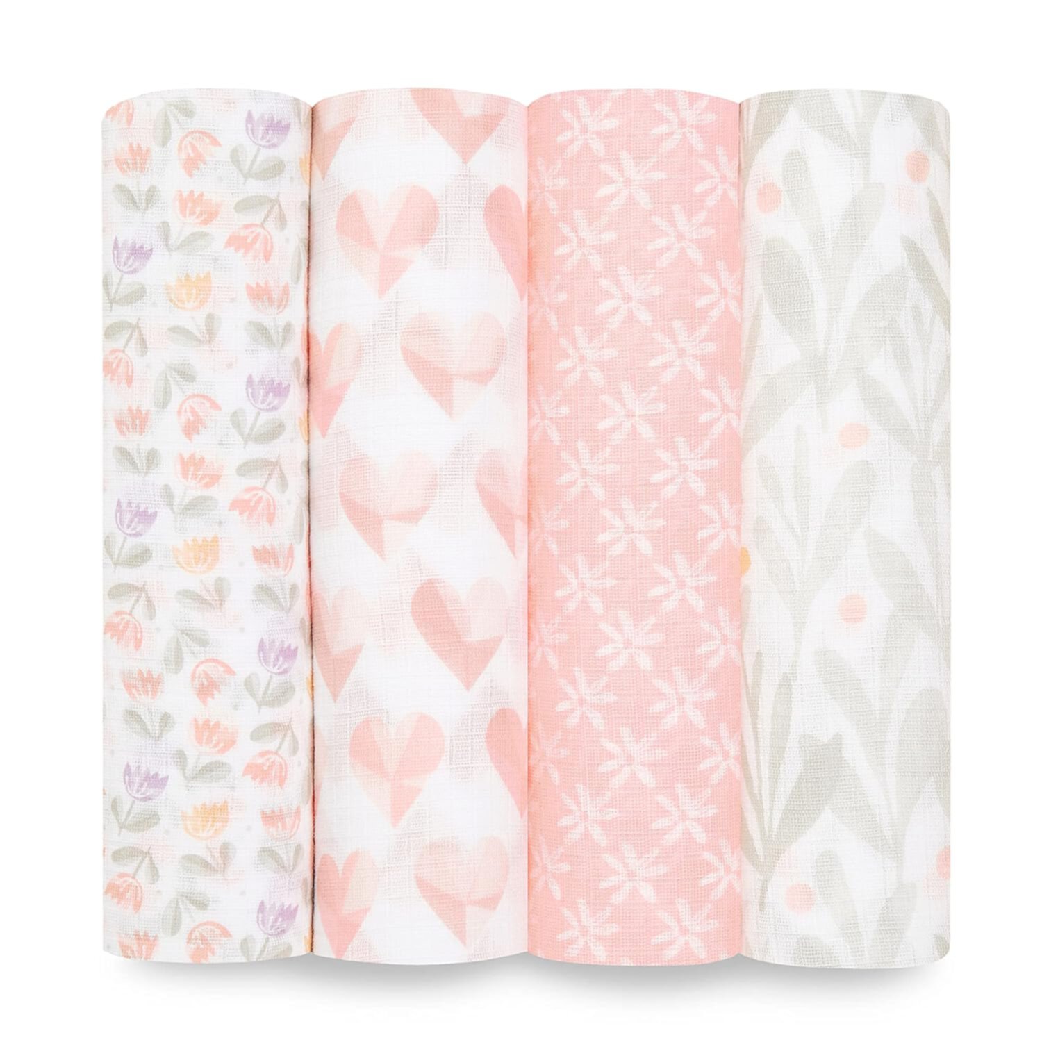 aden anais Essentials Swaddle Blanket, Boutique Muslin Blankets for Girls & Boys, Baby Receiving Swaddles, Ideal Newborn & Infant Swaddling Set, Perfect Shower Gifts, 4 Pack, Piece of My Heart Aden + anais