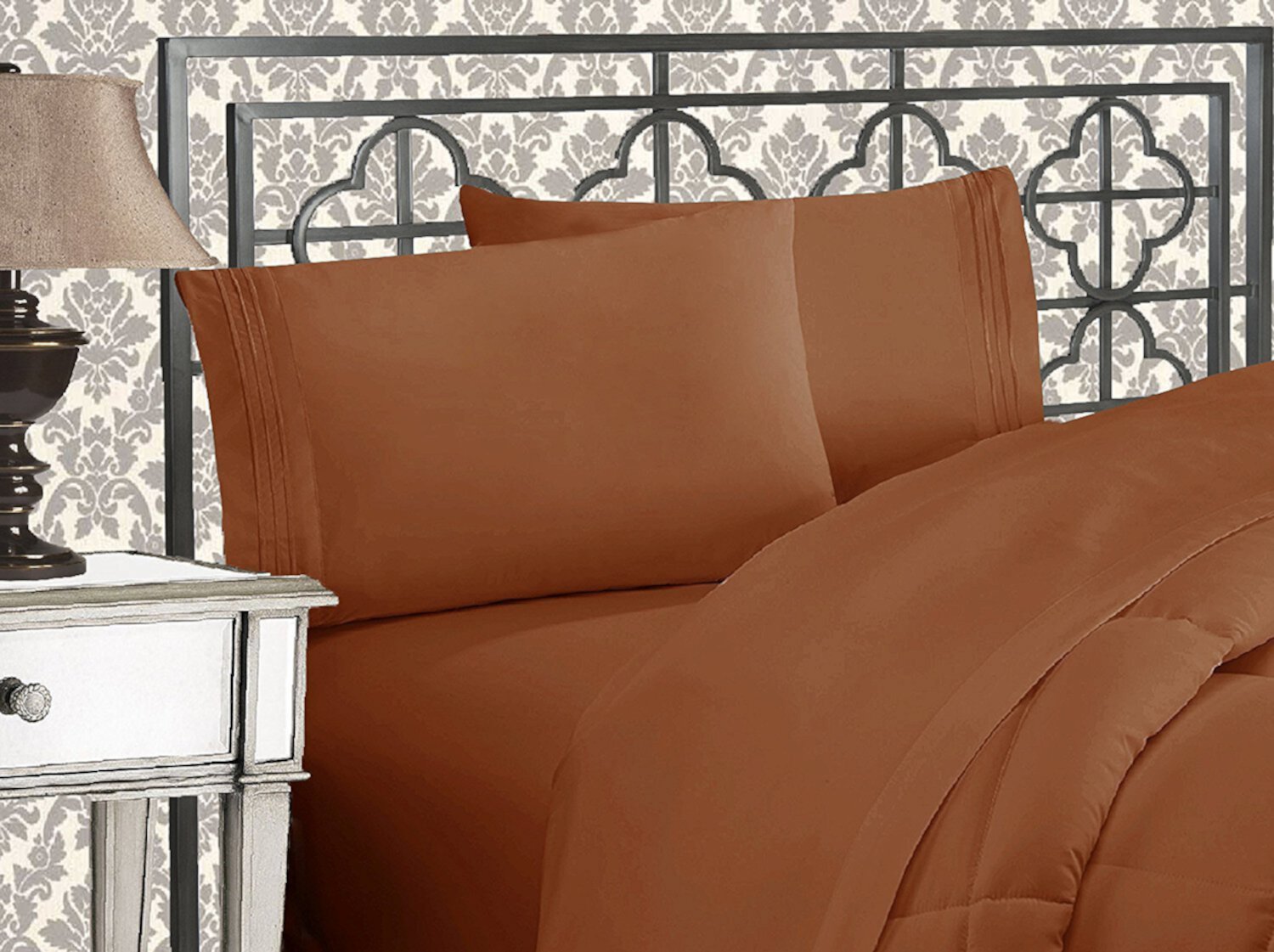 Elegant ComfortWrinkle-Resistant- 1800 Series 6pc Bed Sheet Set Deep Pocket Up tp 16" , Full, Bronze Visit the Elegant Comfort Store