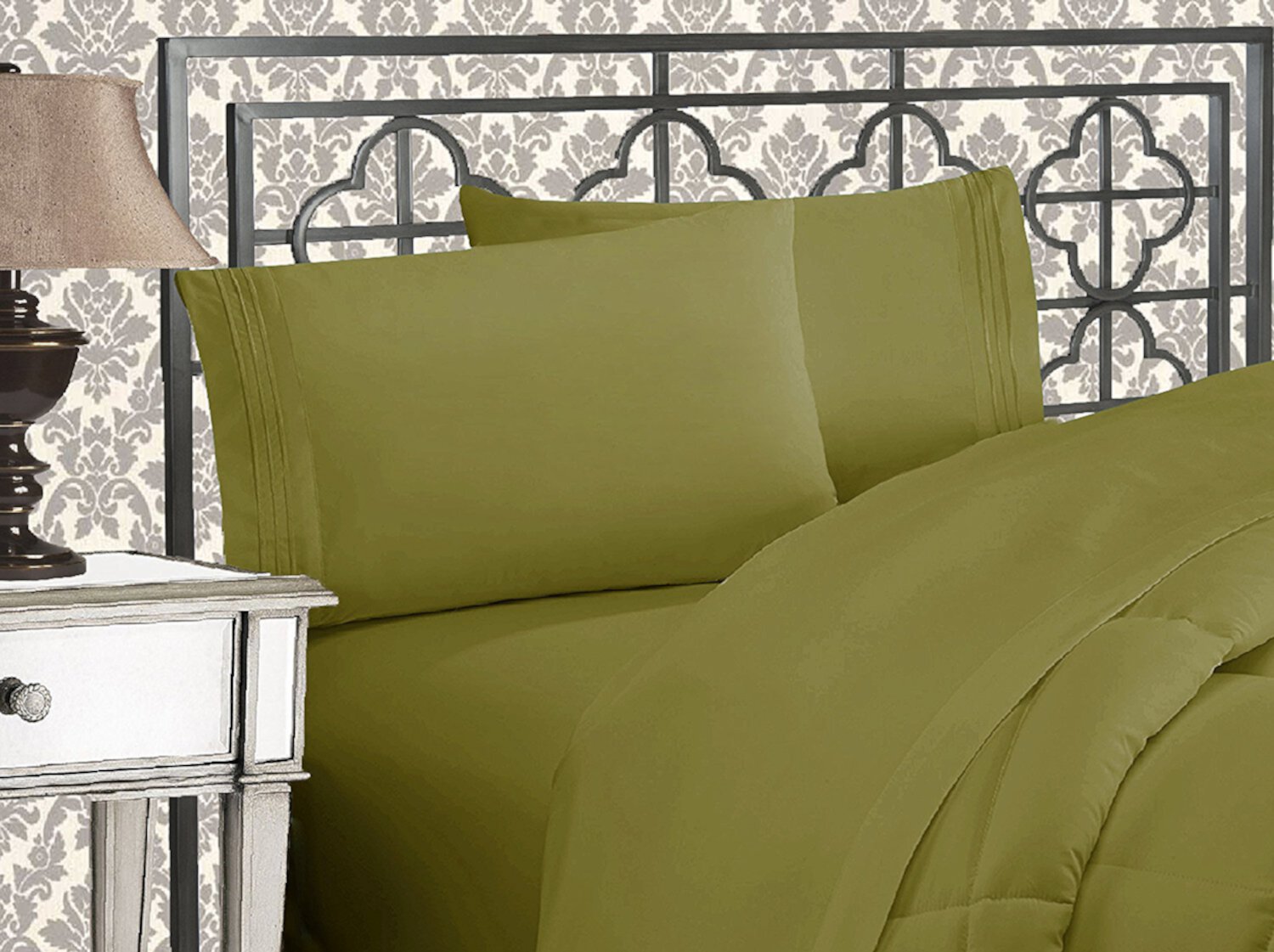 Elegant ComfortWrinkle-Resistant- 1800 Series 6pc Bed Sheet Set Deep Pocket Up tp 16" , Queen, Green Visit the Elegant Comfort Store