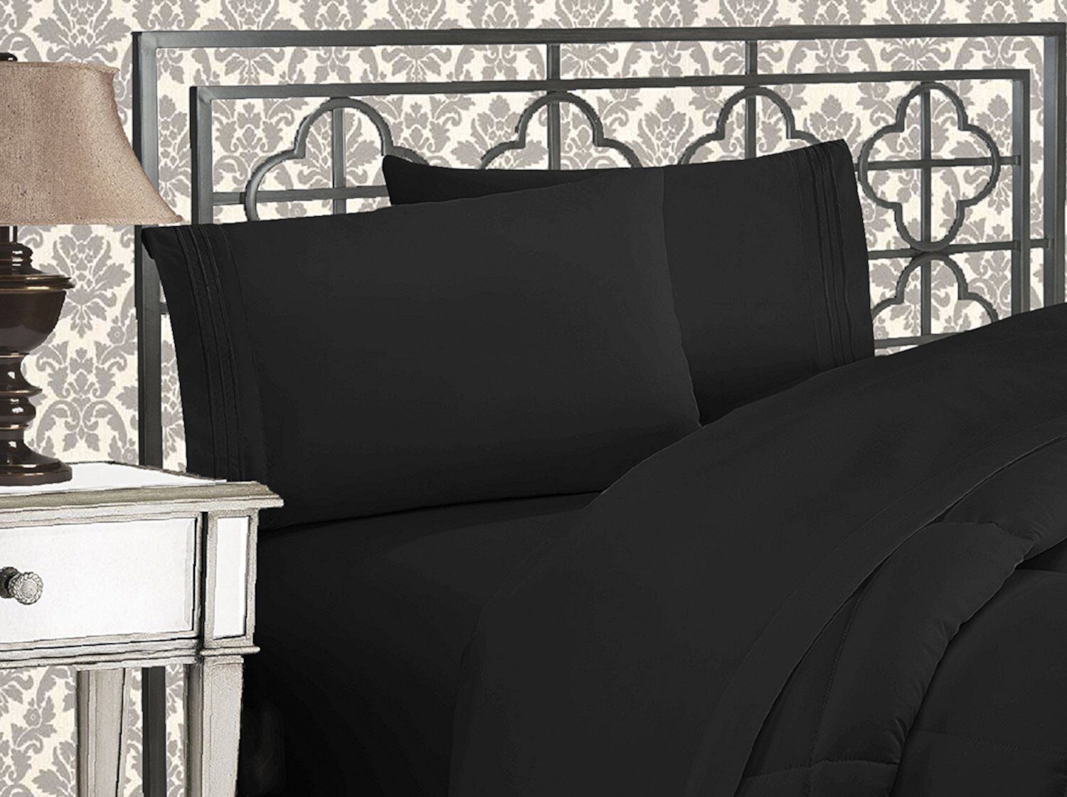 Elegant Comfort Wrinkle Resistant - 1800 Series 4 pc Sheet set, Deep Pocket Up to 16" , Twin, Black Visit the Elegant Comfort Store