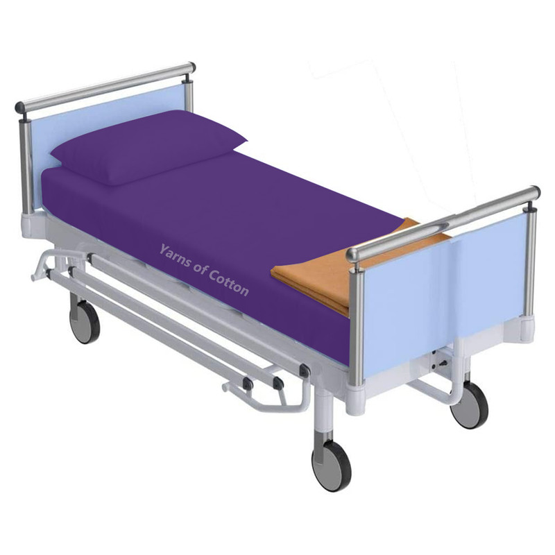 3 Piece Hospital Bed Sheet Set Standard Sheets for Hospital Bed Cotton - Hospital Bed Sheets Fitted Sets - Egyptian Cotton 400 TC - Hospital Bed Sheets (Purple, Standard 36" x 80"x 4") KLOTHY