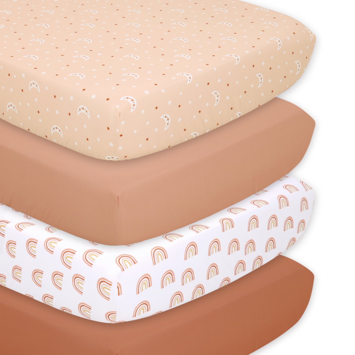 The Peanutshell Fitted Crib Sheet for Girls, 4 Pack Set, Boho The Peanutshell