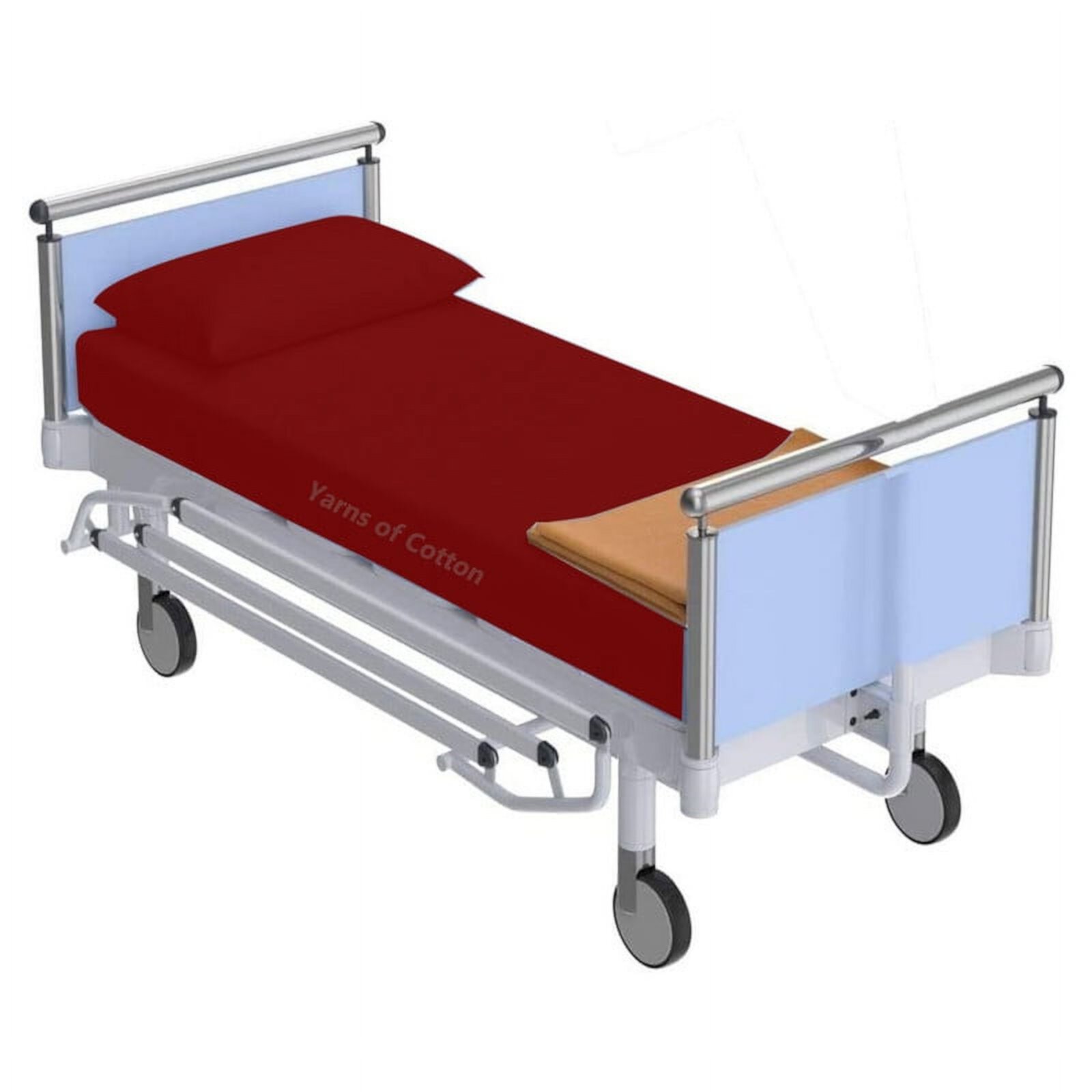 Juego de Sábanas de Hospital de 3 Piezas, Sábanas Estándar de Algodón para Cama de Hospital, Sábanas de Hospital Ajustadas, Algodón Egipcio, 400 TC, Sábanas de Hospital (Rojo Sangre, Estándar 36 x 80 x 6 Pulgadas). KLOTHY