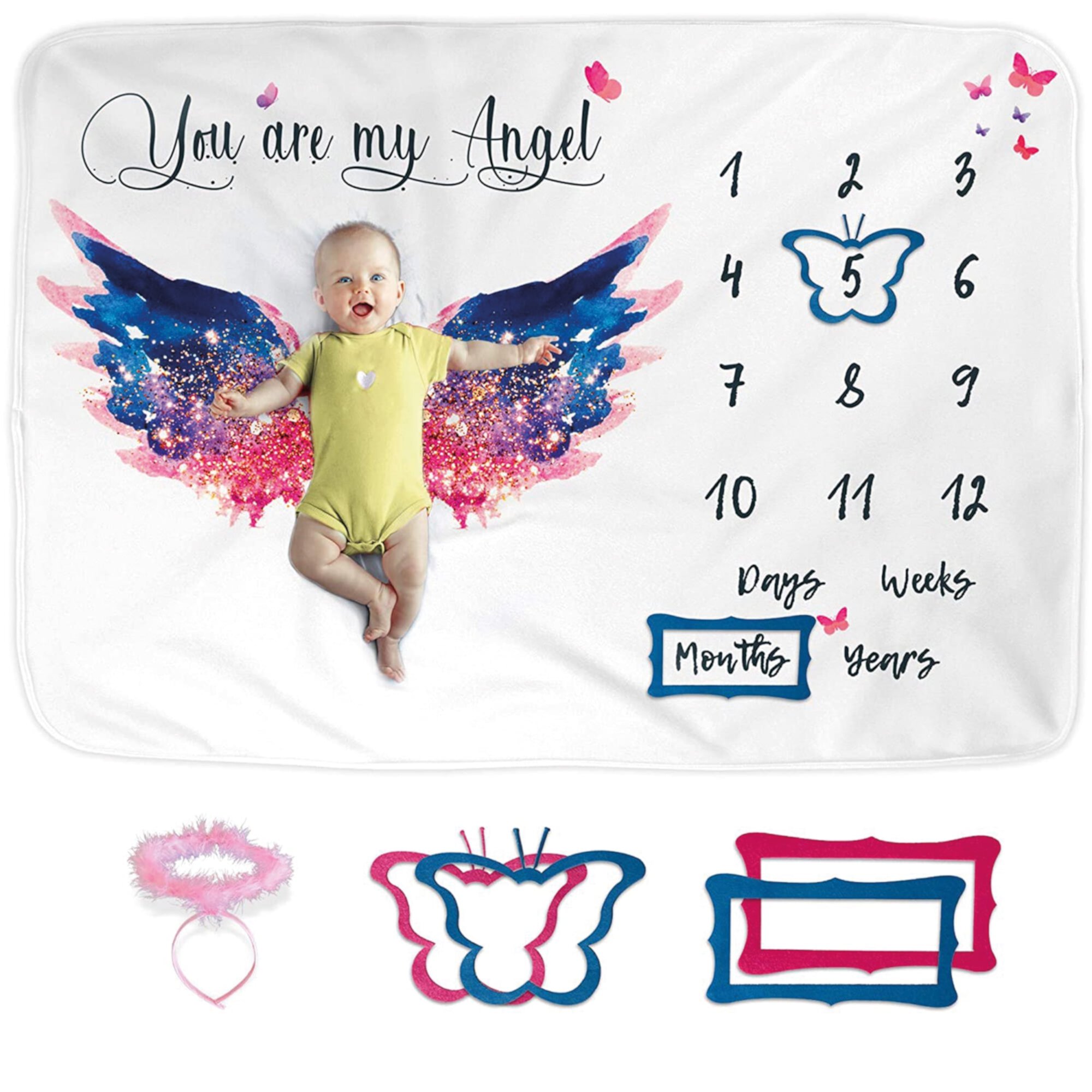 Luka&Lily Monthly Baby Milestone Blanket for Girls and Boys Newborn Gifts Pink Moon Luka&Lily