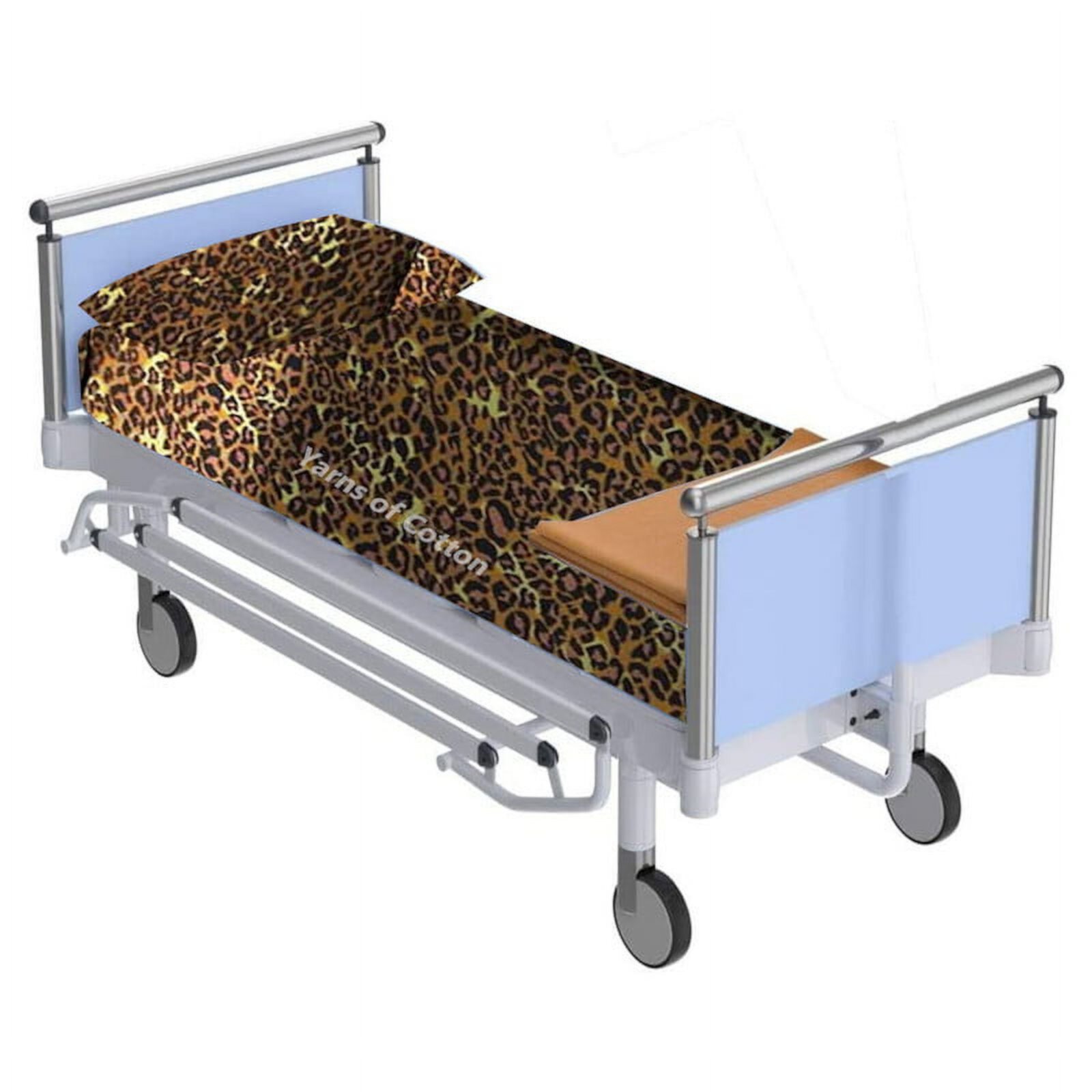 Sábana Bajera de Hospital de 2 Piezas Sábanas Dobles para Cama de Hospital Algodón - Pack de 2 Sábanas Bajeras - Algodón Egipto 400 TC - Sábanas de Hospital (Estampado de Leopardo, Doble 39" x 75" x 6") KLOTHY