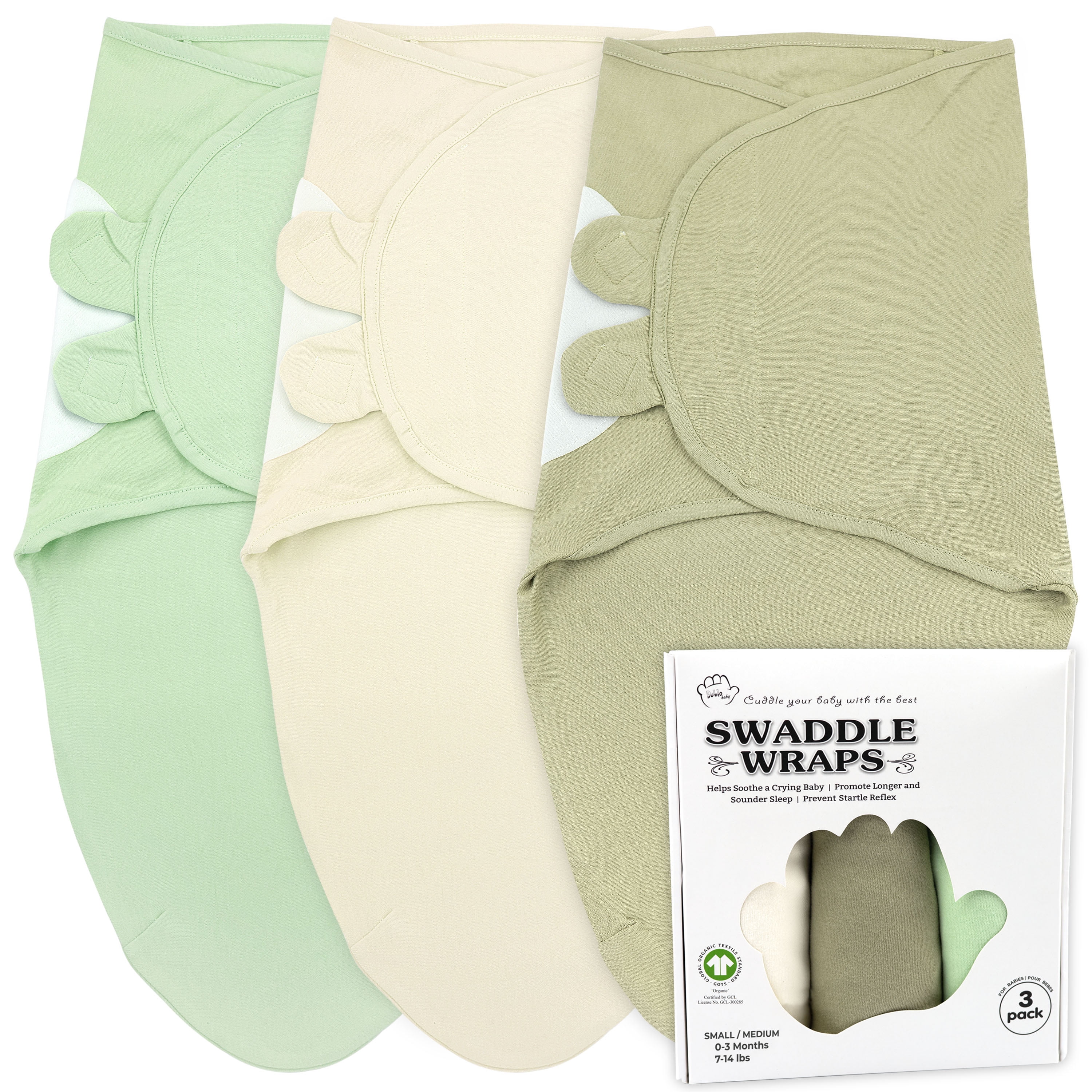 Baby Swaddle Blanket Boy Girl, 3 Pack Preemie Size Newborn Swaddles Up to 7 Pounds, Premature Adjustable Swaddling Sleep Sack, Solid Bublo Baby