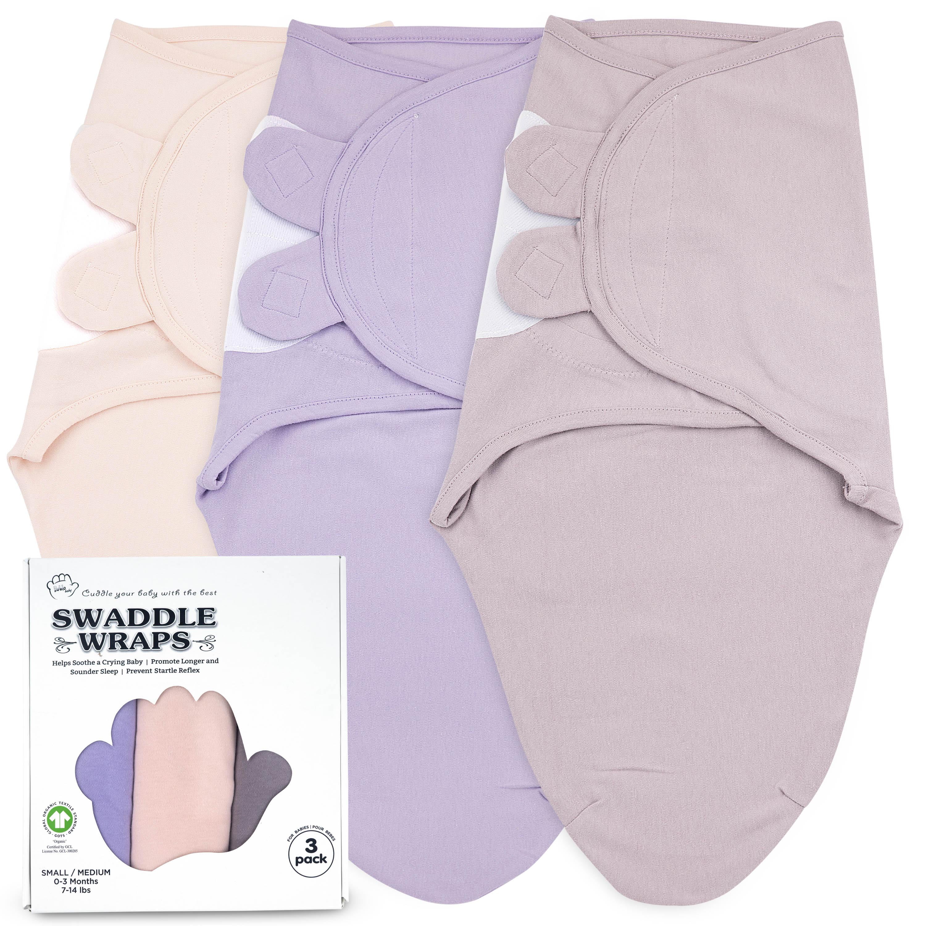 Baby Swaddle Blanket Boy Girl, 3 Pack Preemie Size Newborn Swaddles Up to 7 Pounds, Premature Adjustable Swaddling Sleep Sack, Solid Bublo Baby