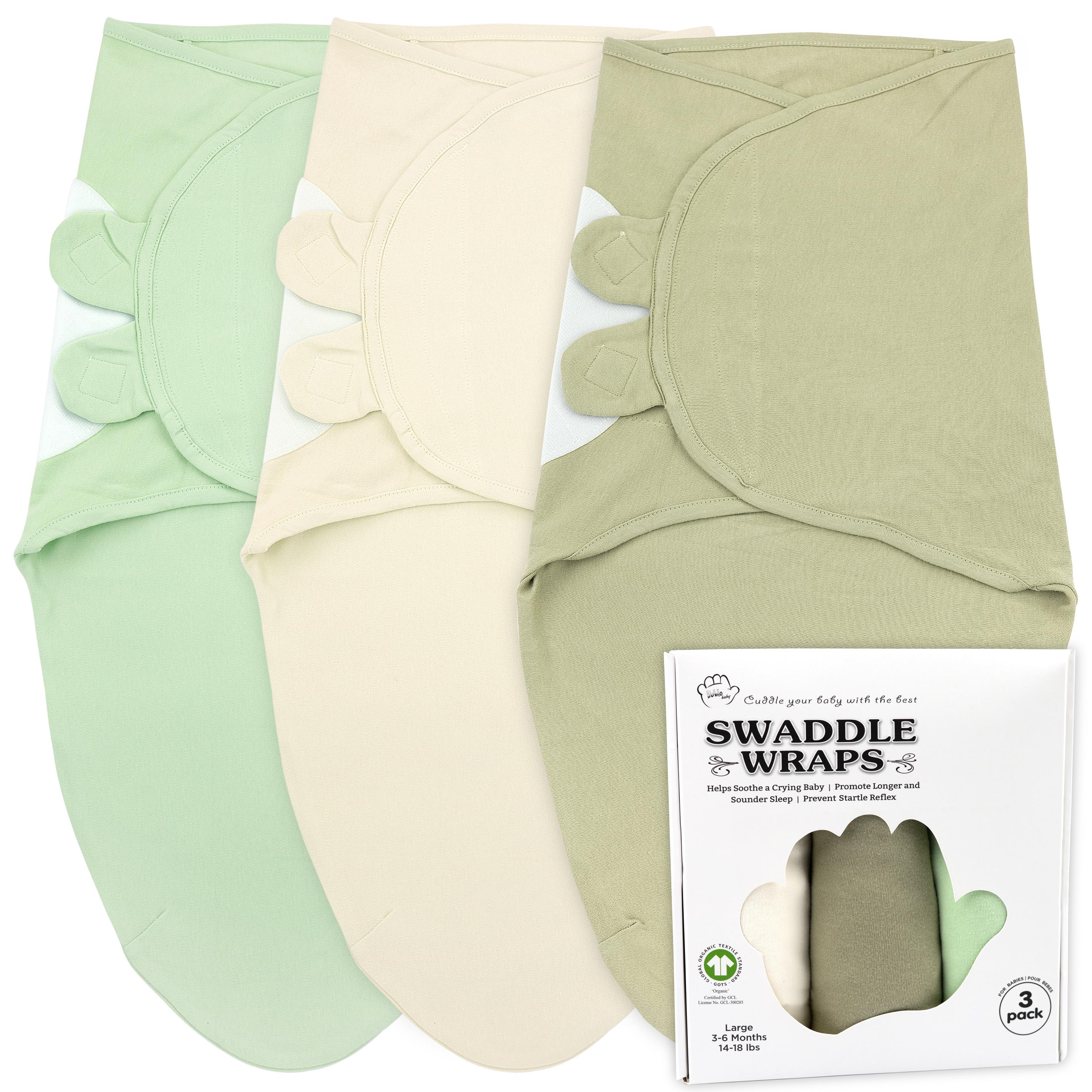 Baby Swaddle Blanket Wrap, 3-Pack Organic Newborn Swaddle Sack, Baby Swaddles 3-6 Months, Swaddles for Newborns, Baby Sleep Sack, Baby Swaddle Blanket Wrap Bublo Baby