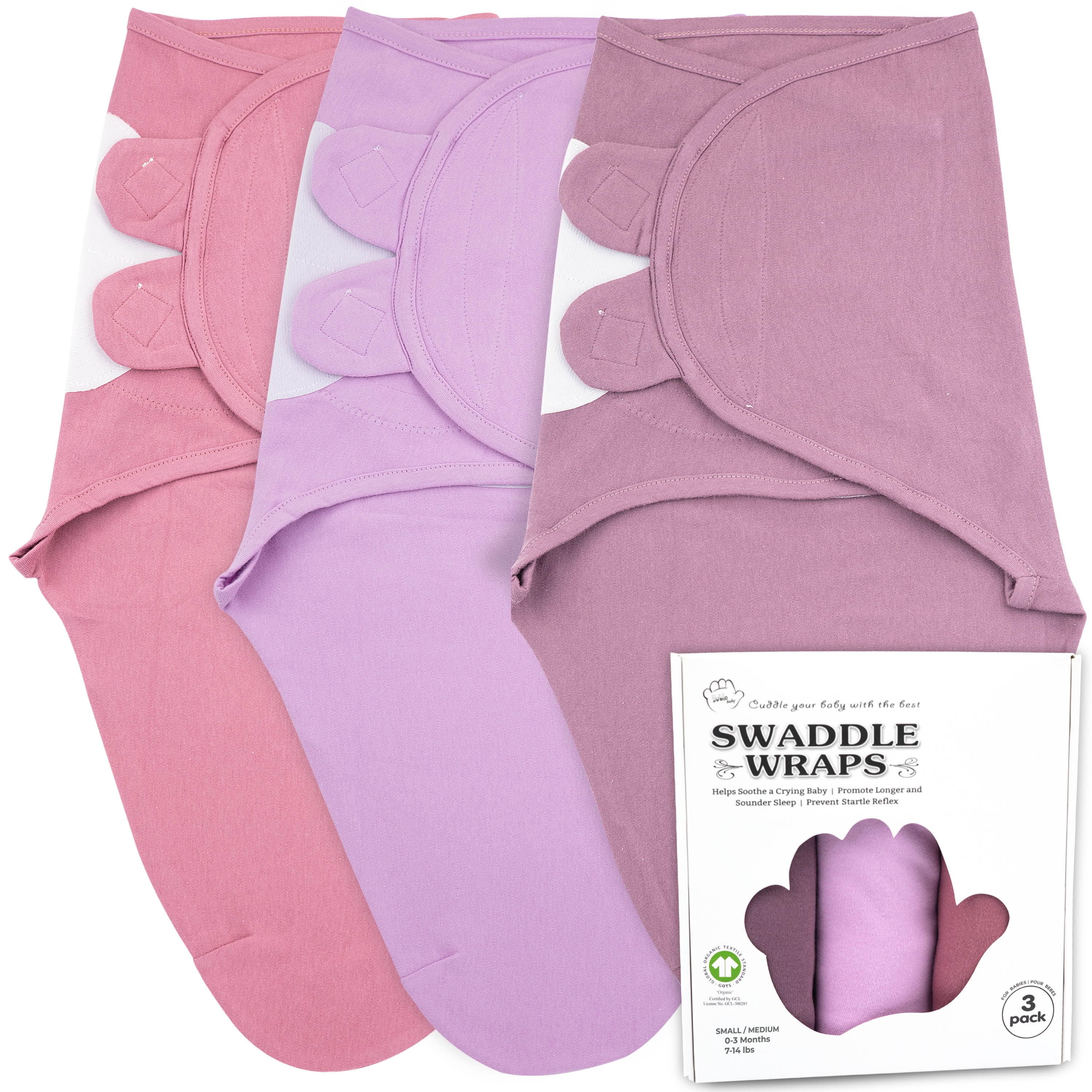 Baby Swaddle Blanket Boy Girl, 3 Pack Preemie Size Newborn Swaddles Up to 7 Pounds, Premature Adjustable Swaddling Sleep Sack, Solid Bublo Baby